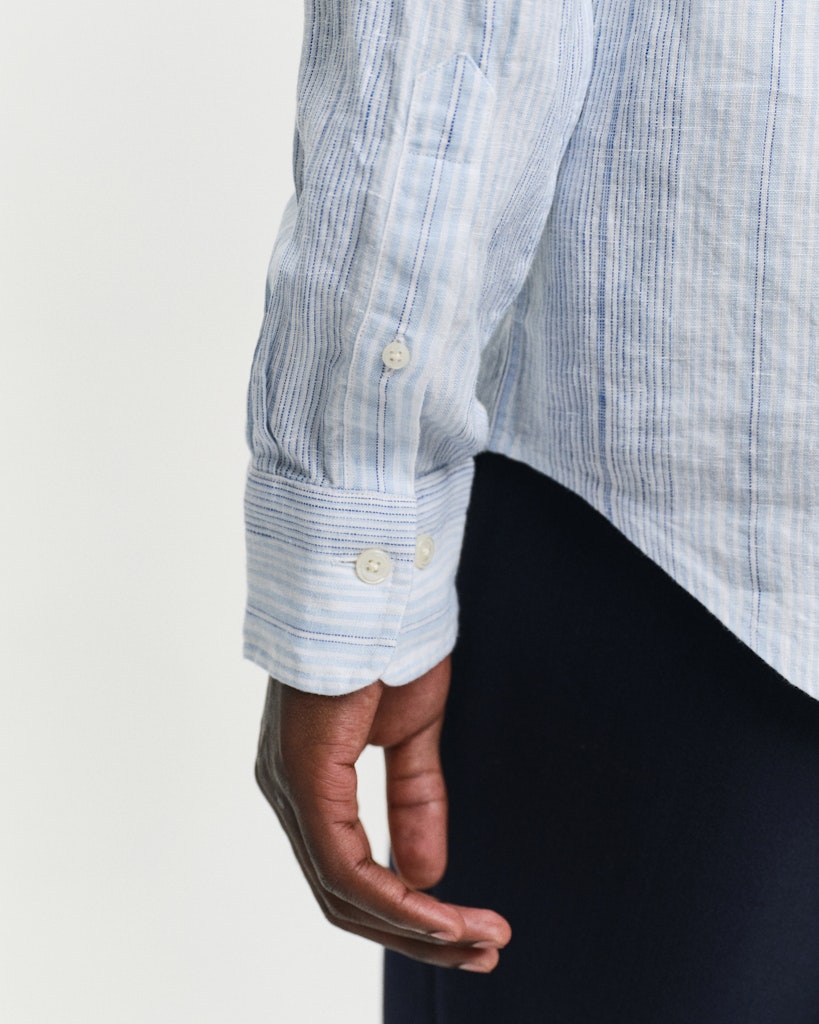 REG LINEN STRIPE SHIRT Capri Blue