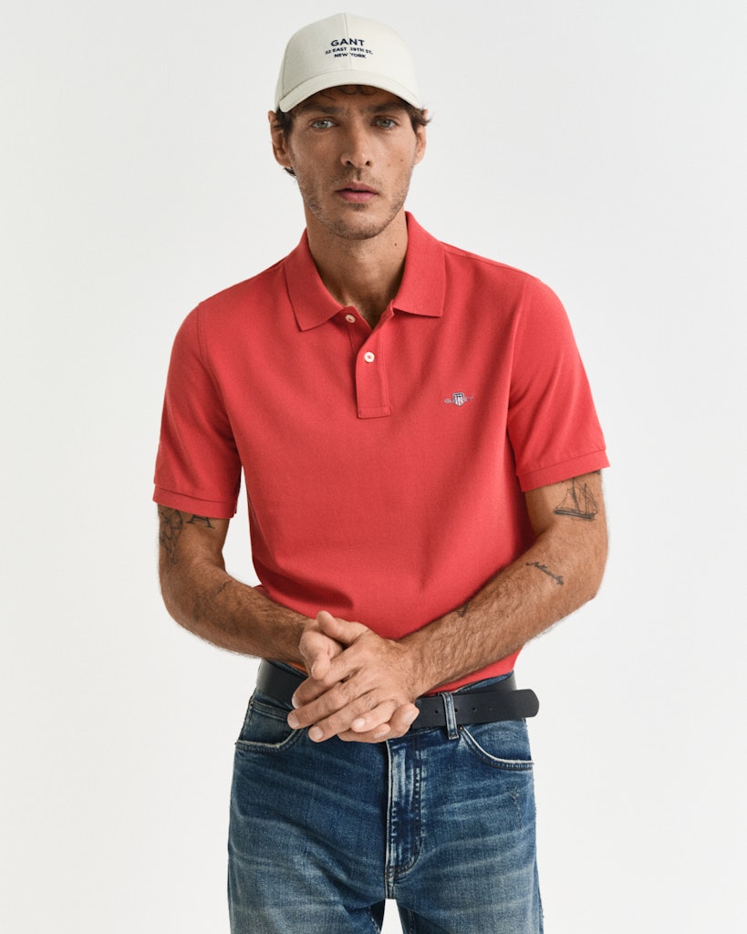 REG SHIELD SS PIQUE POLO Brick Red