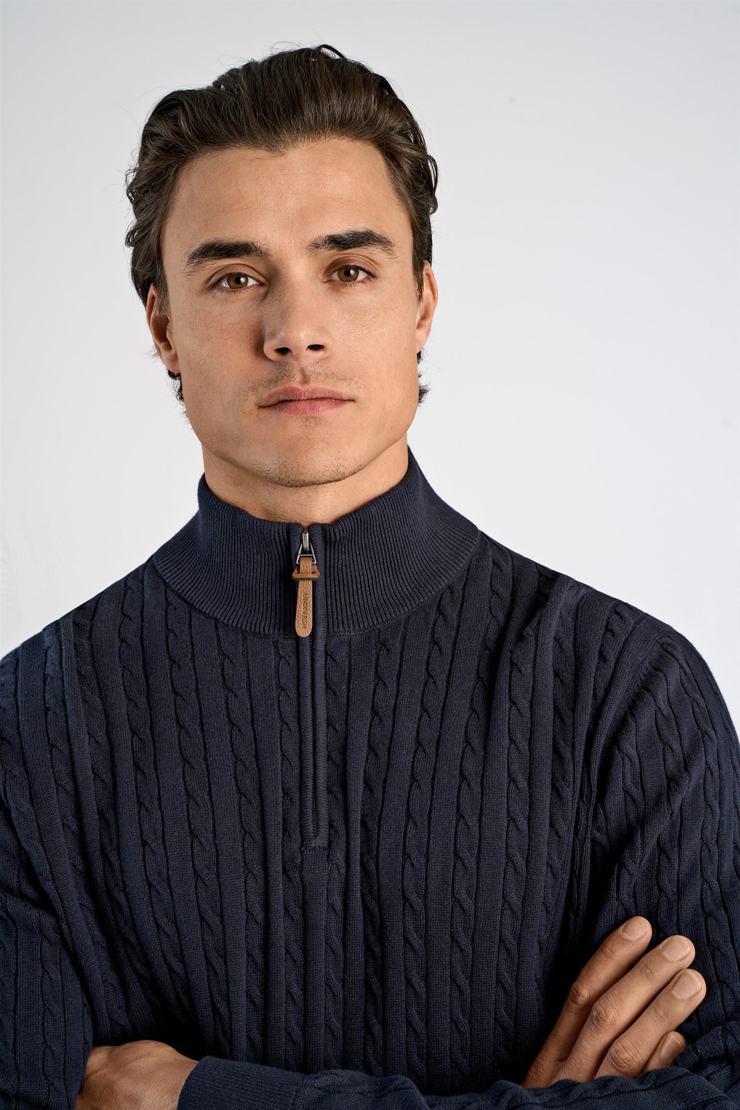 1/2 zip cable knit Navy