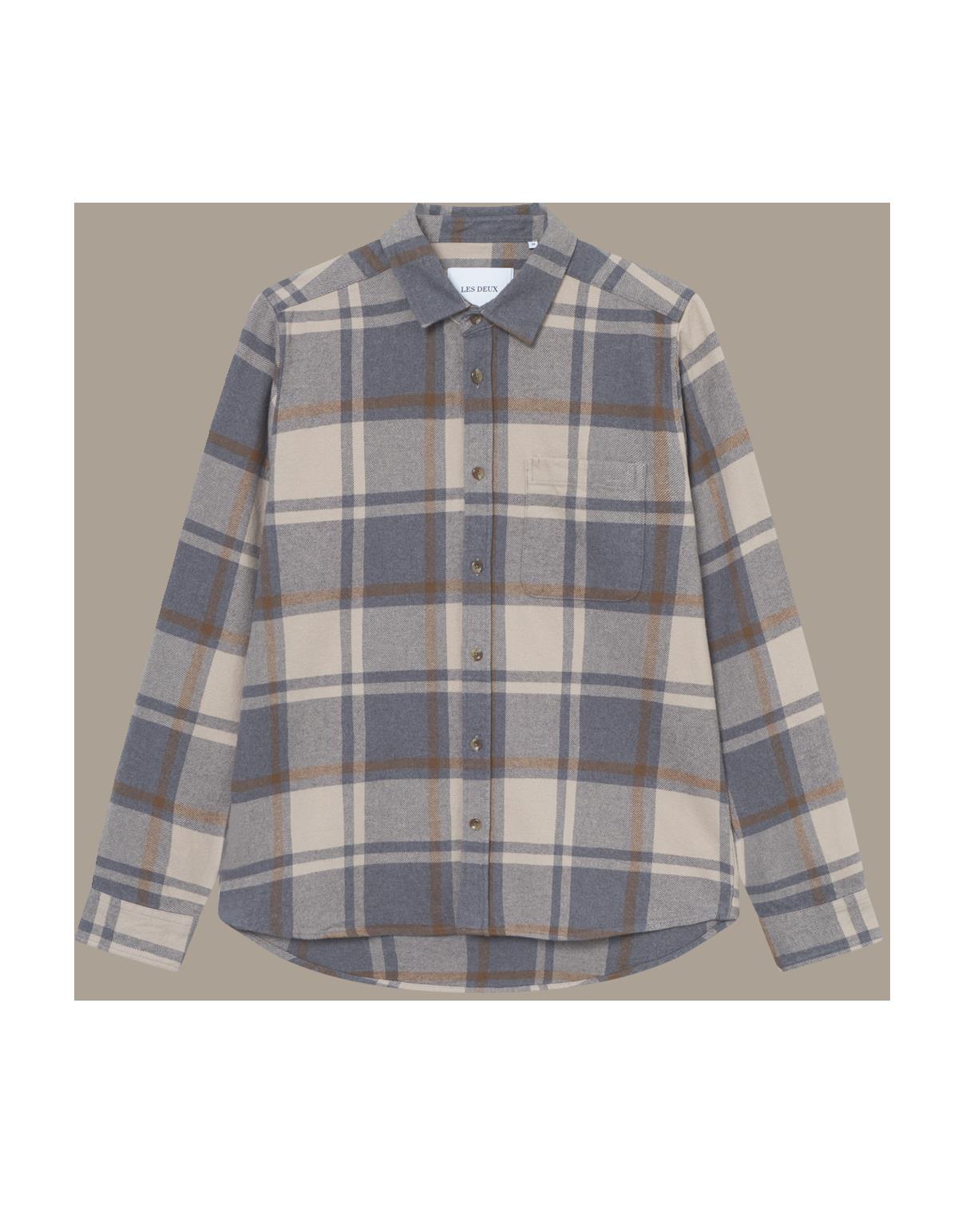 Jeremy Check Flannel Shirt Grey Melange