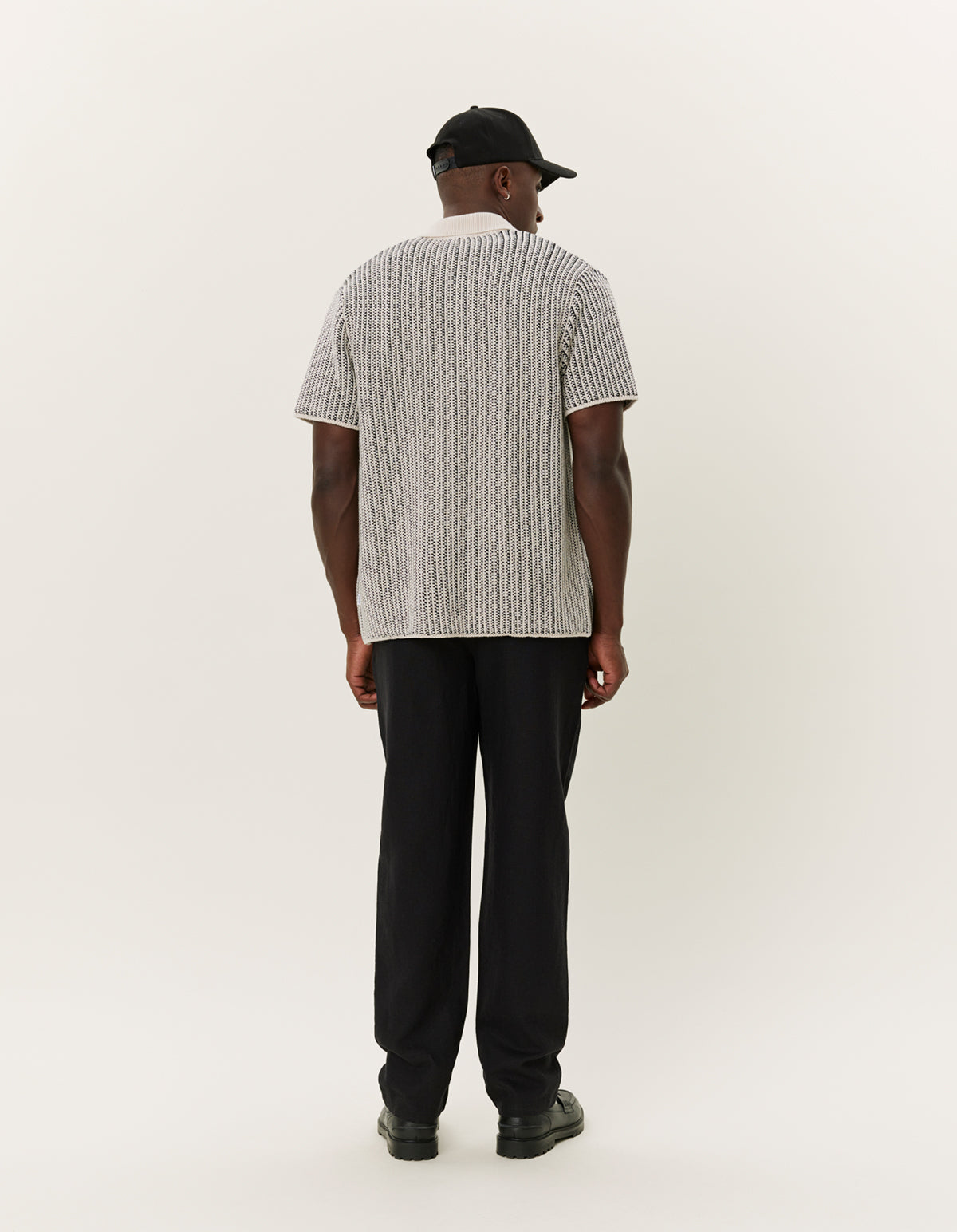 Easton Knitted SS Shirt Ivory/Black