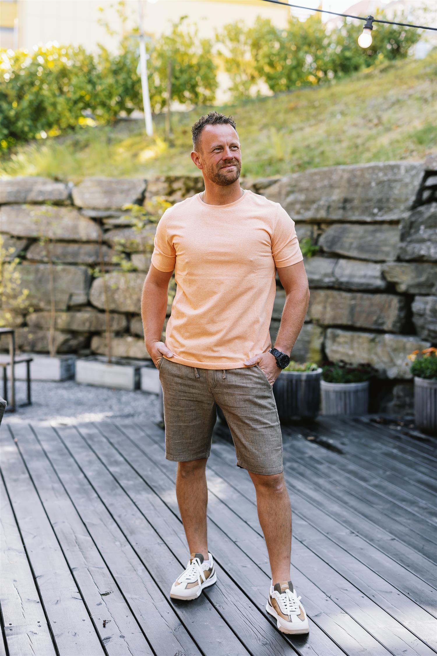 Mouliné o-neck tee S/S Lyseoransje