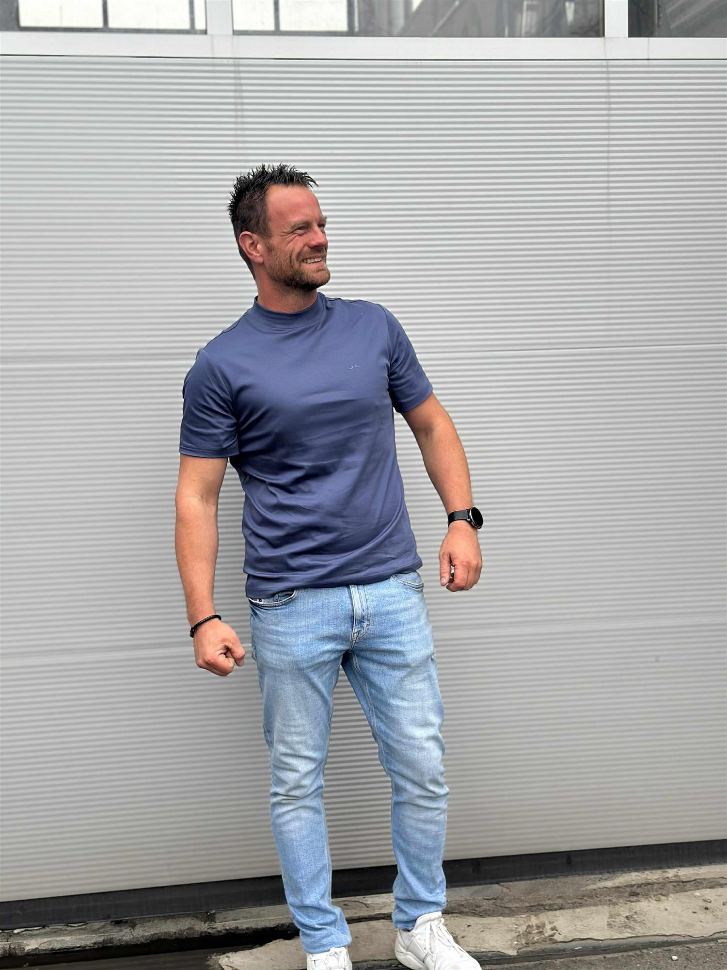 Ace Mock Neck T-shirt Blue