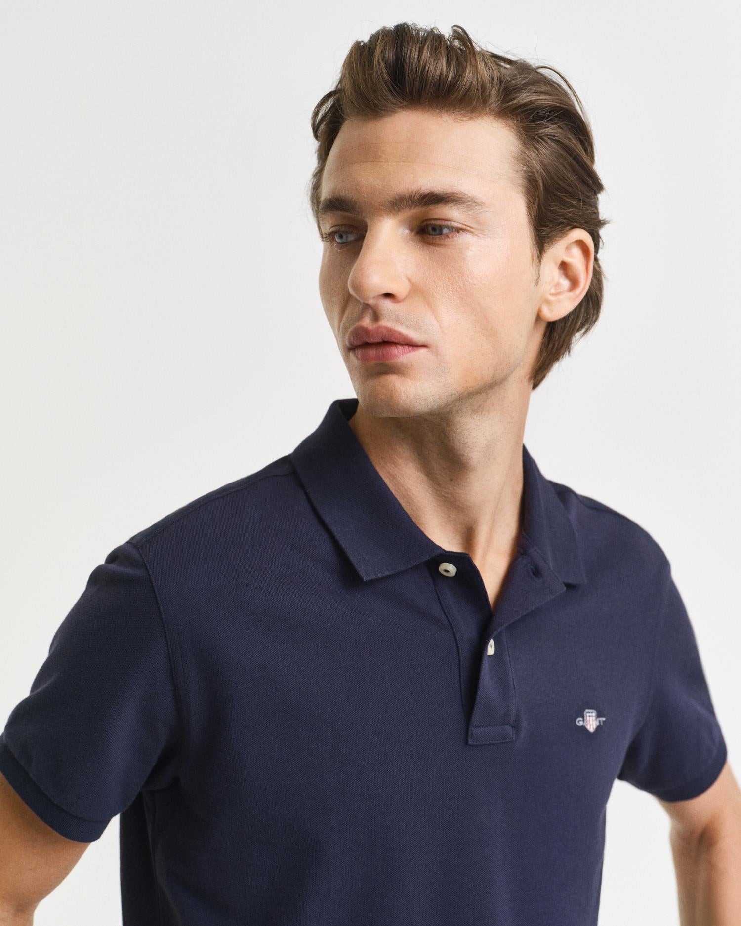 Klassisk Piquéskjorte I Slim Fit Evening Blue