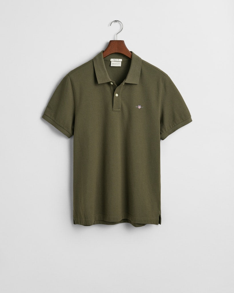 Classic Piqué Shirt In Regular Fit Army Green