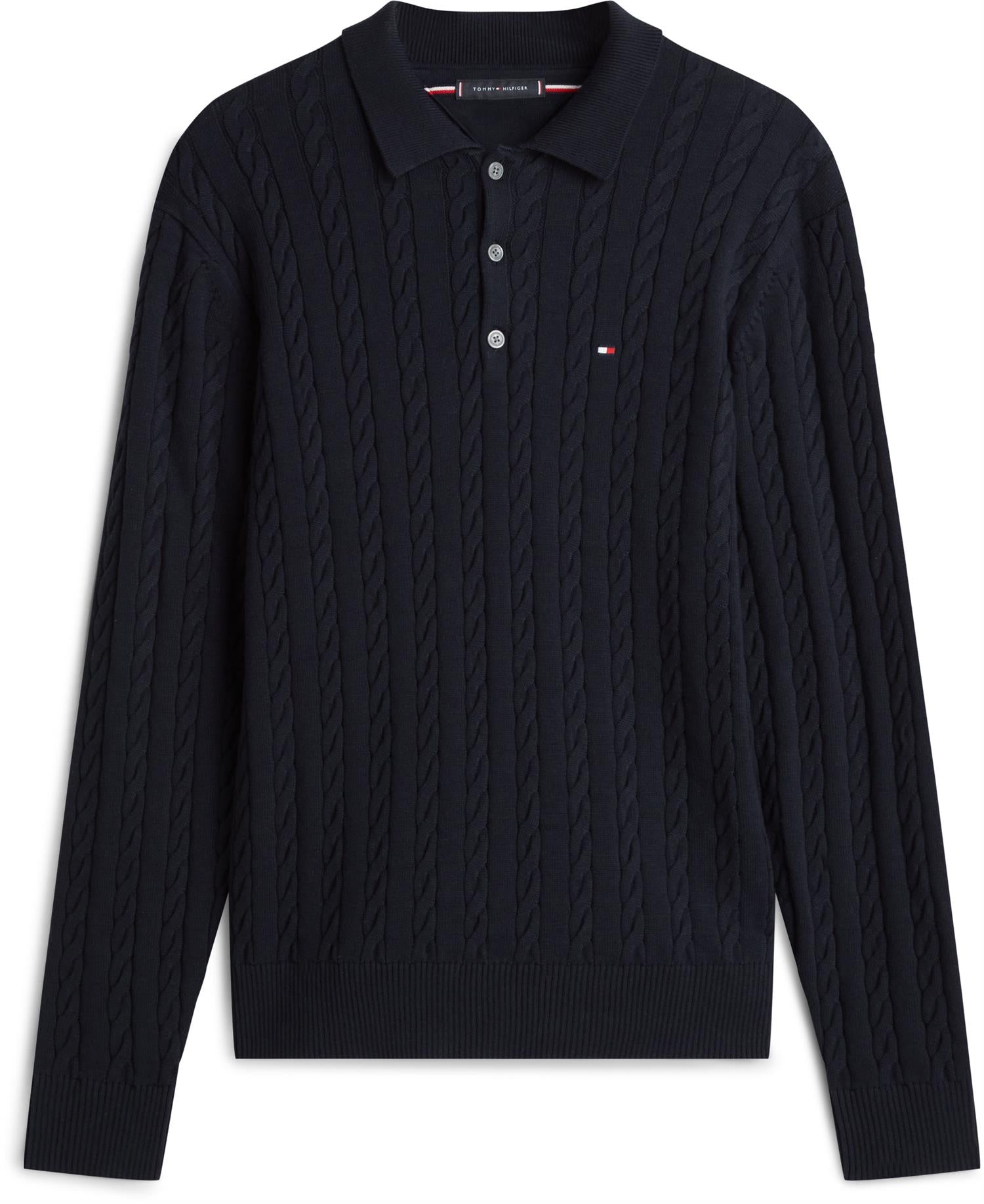 Classic Cotton Cable Ls Polo Desert Sky