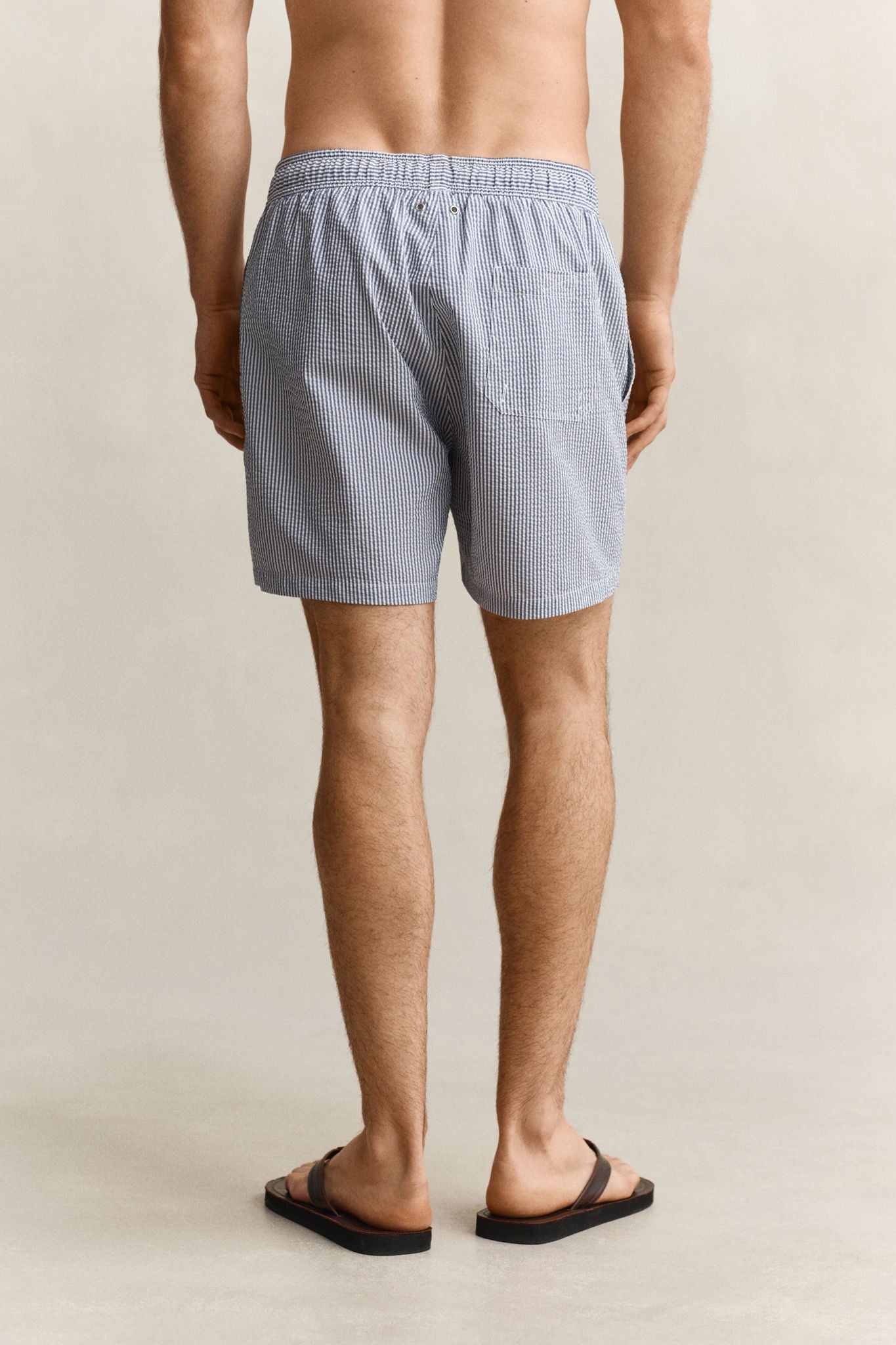 Striped Seersucker Swim Shorts Vintage Blue