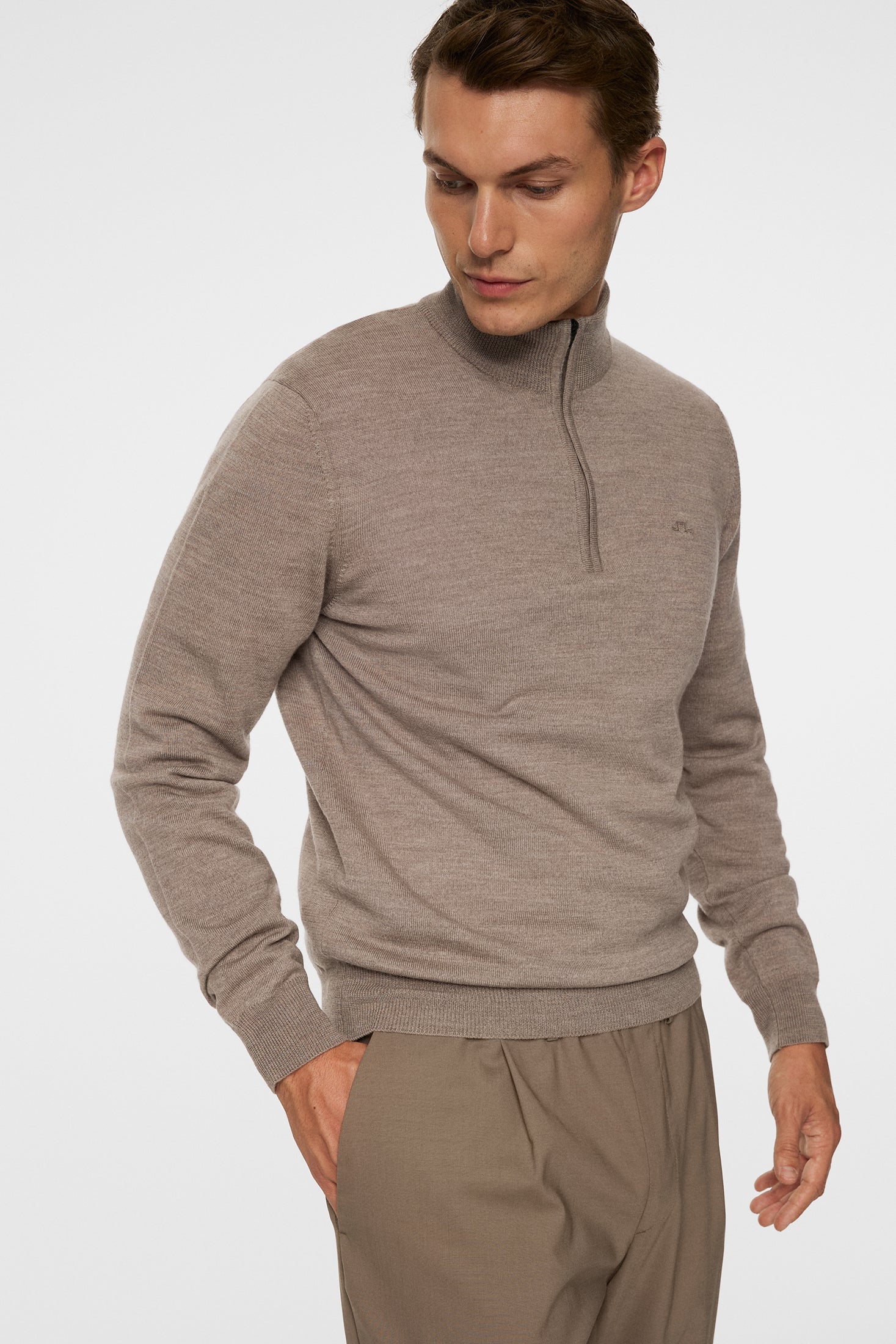 Kiyan Merino Quarter Zip Brindle Melange