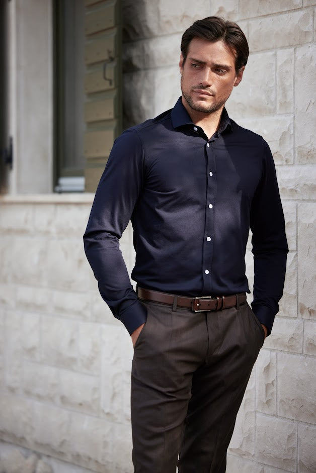 Leo slim fit granatowy