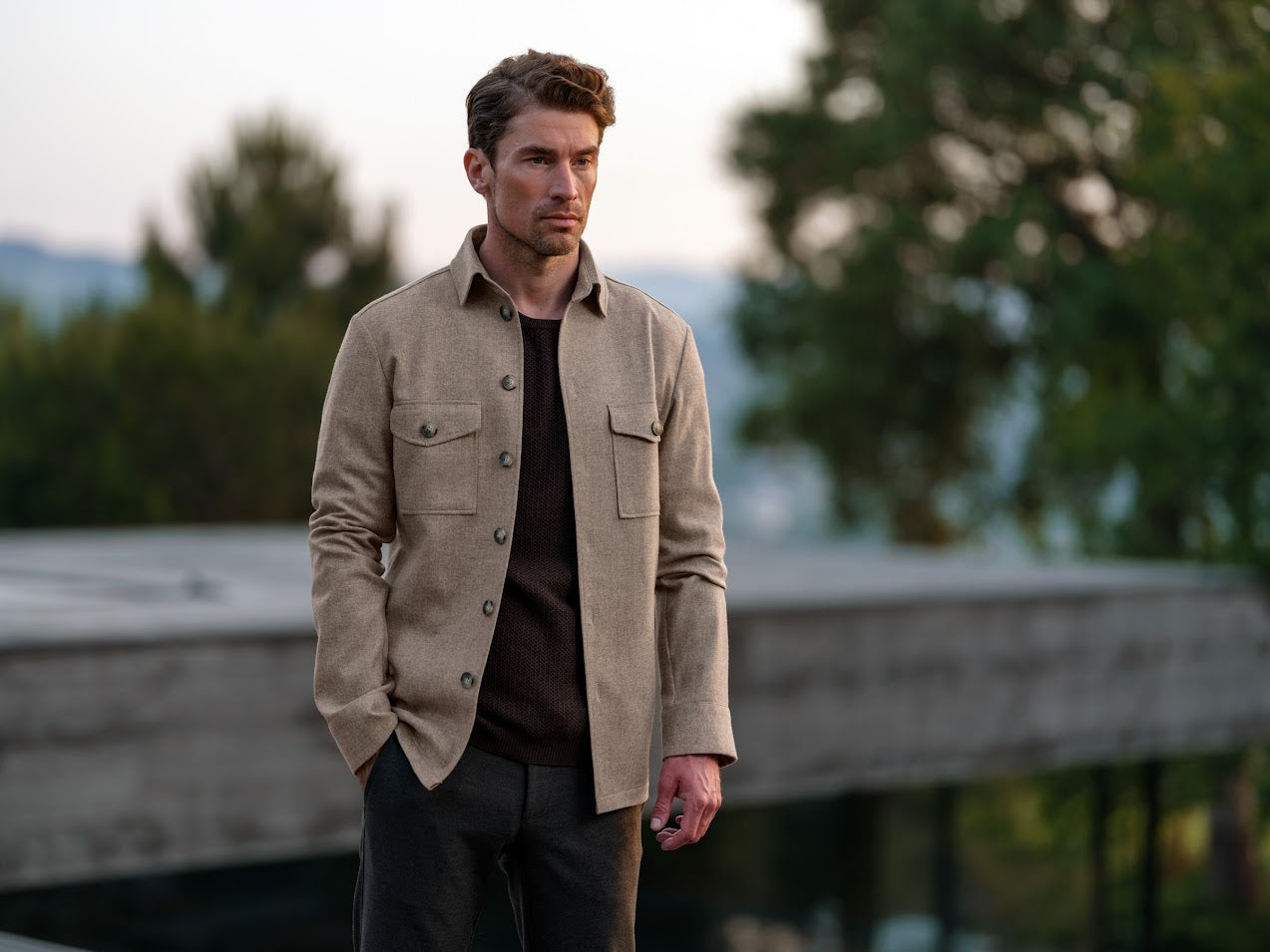 Leon Shirt Jacket Beige