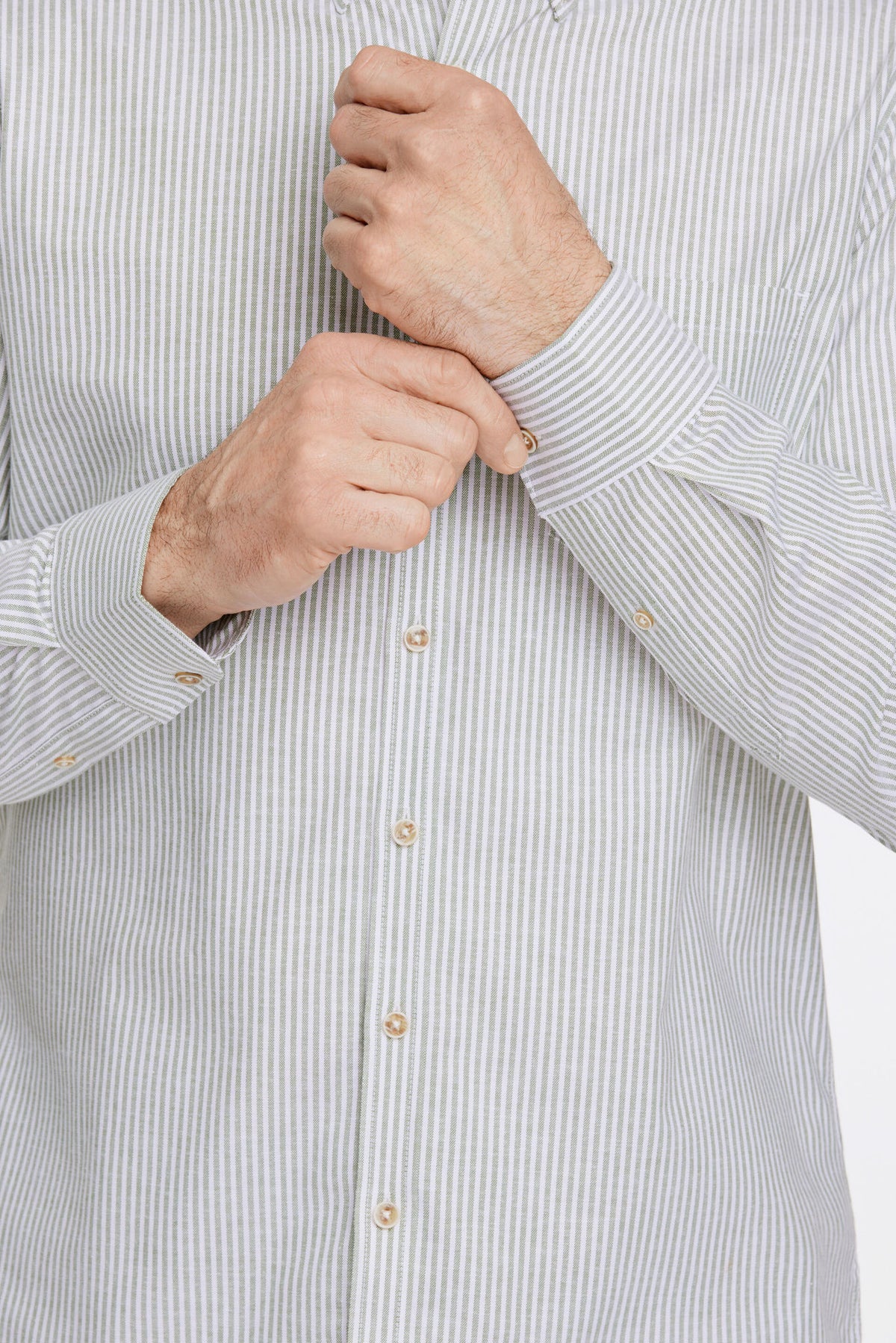 Striped superflex oxford L/S Lt Army