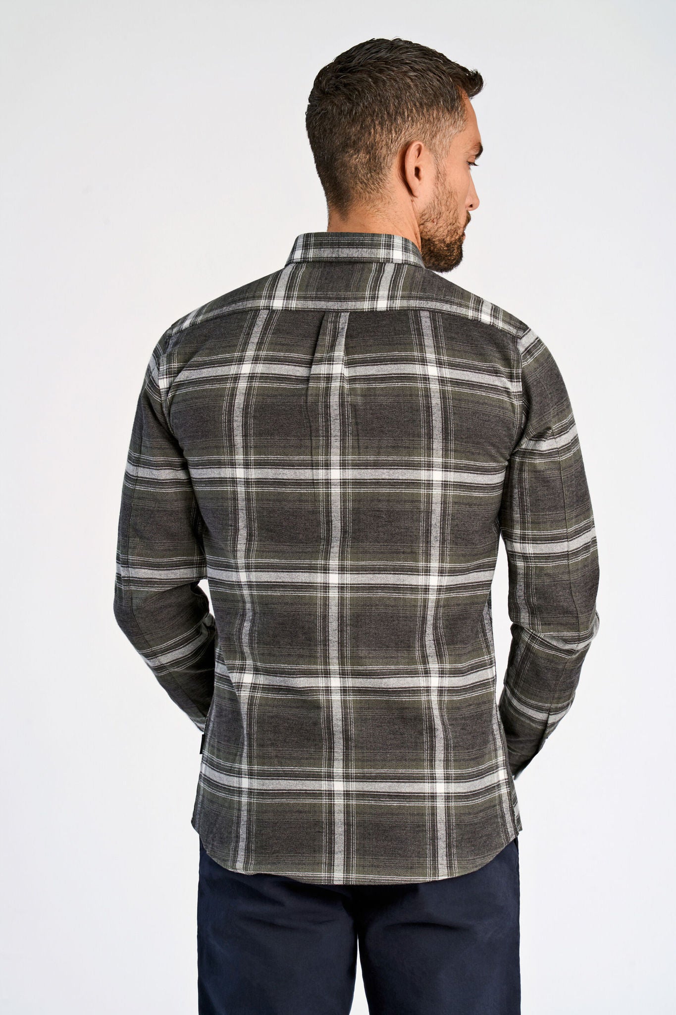 Brushed checked shirt L/S Dk Army