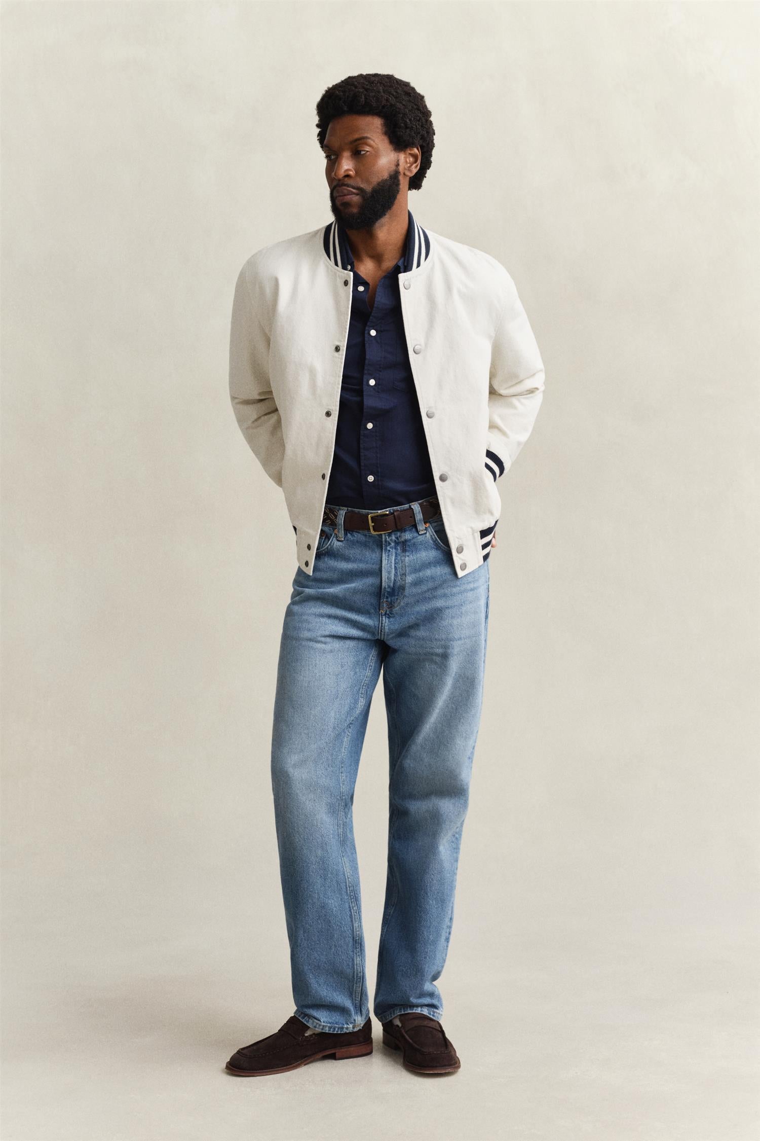Reg Classic Poplin Ss Shirt Marine
