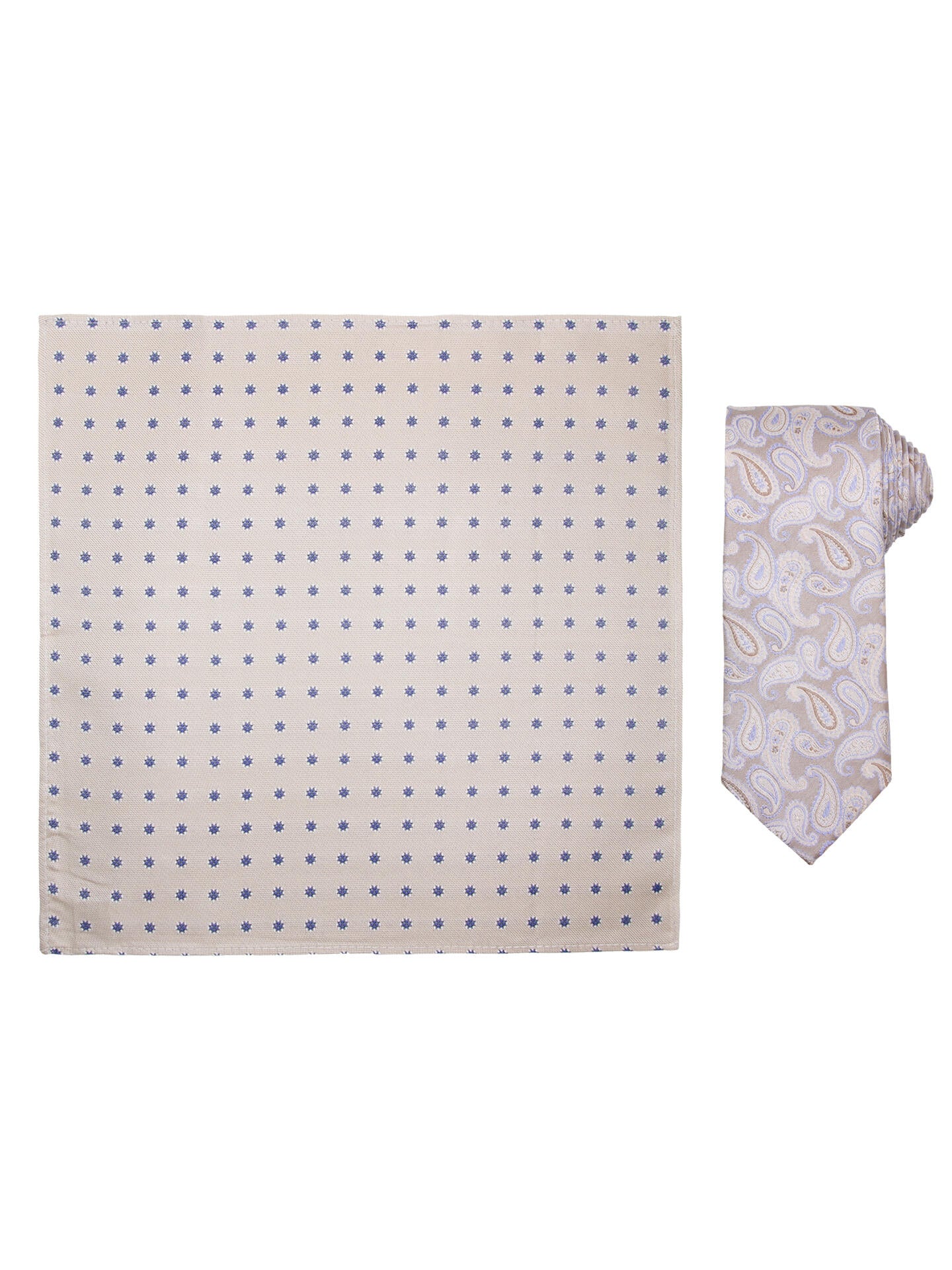 Santi silkeslips+lommetørkle Beige