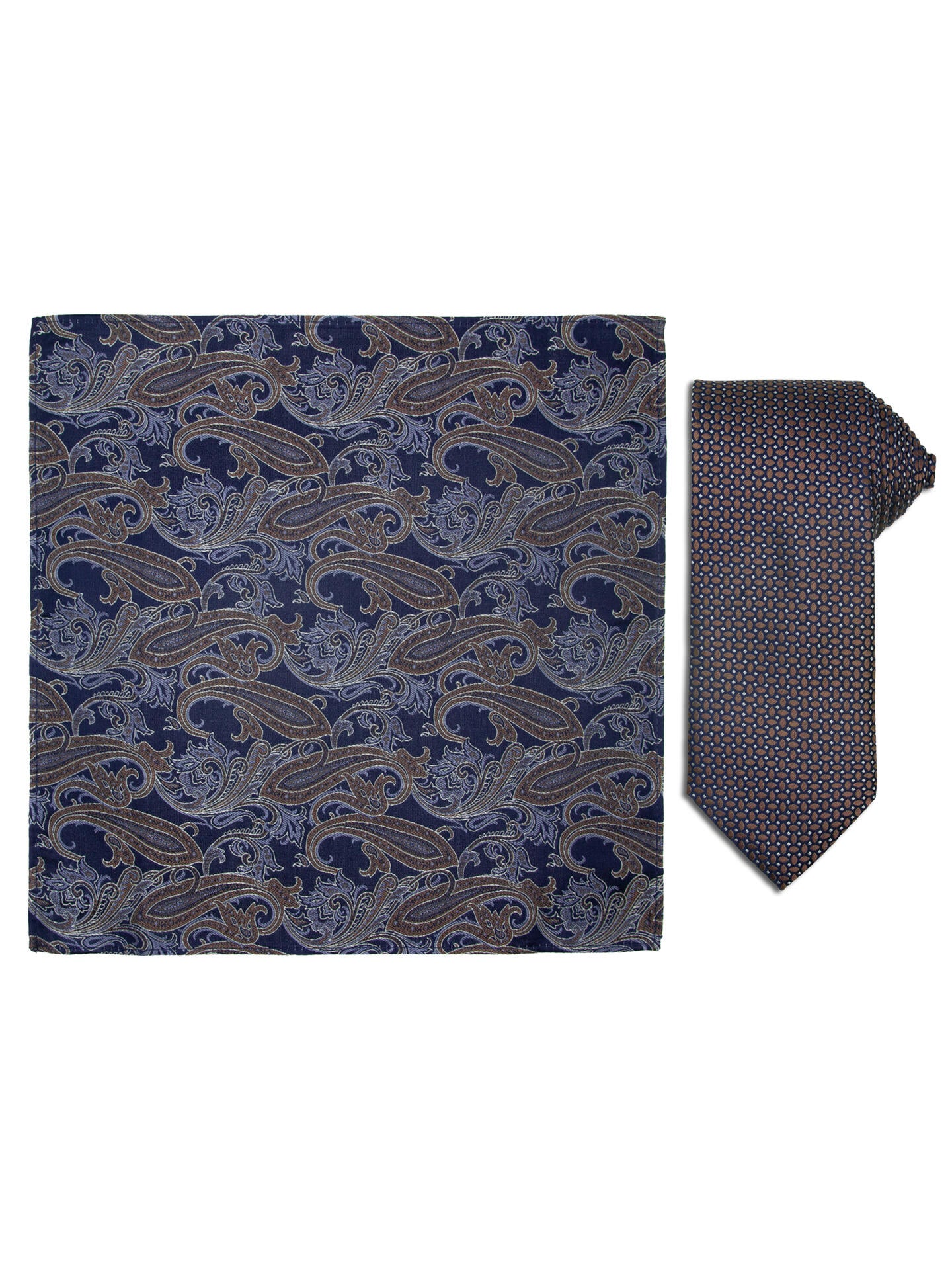 Santi silkeslips+lommetørkle Brun