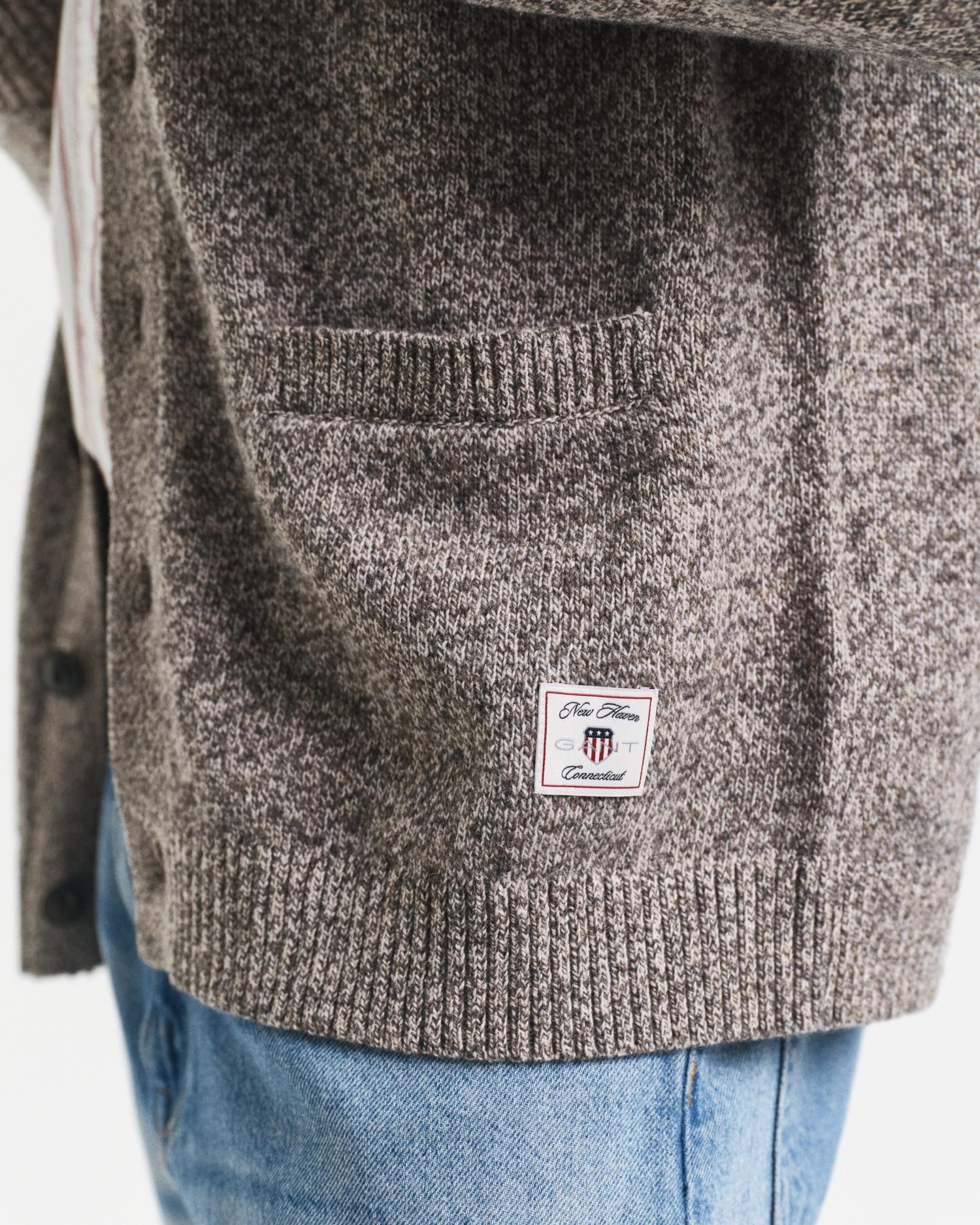 Wool Blend Mouline Cardigan Brown Melange