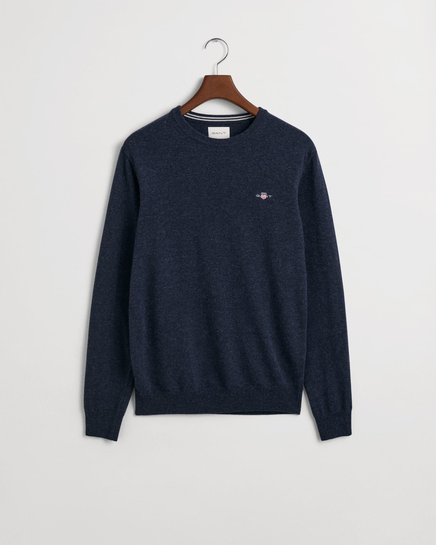 Superfine Lambswool C-Neck Dark Navy Melange