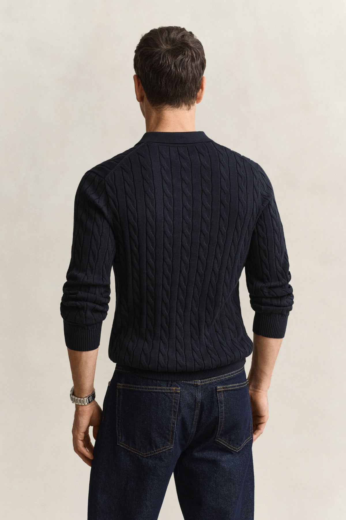 Classic Cable Knit Sweater Evening Blue