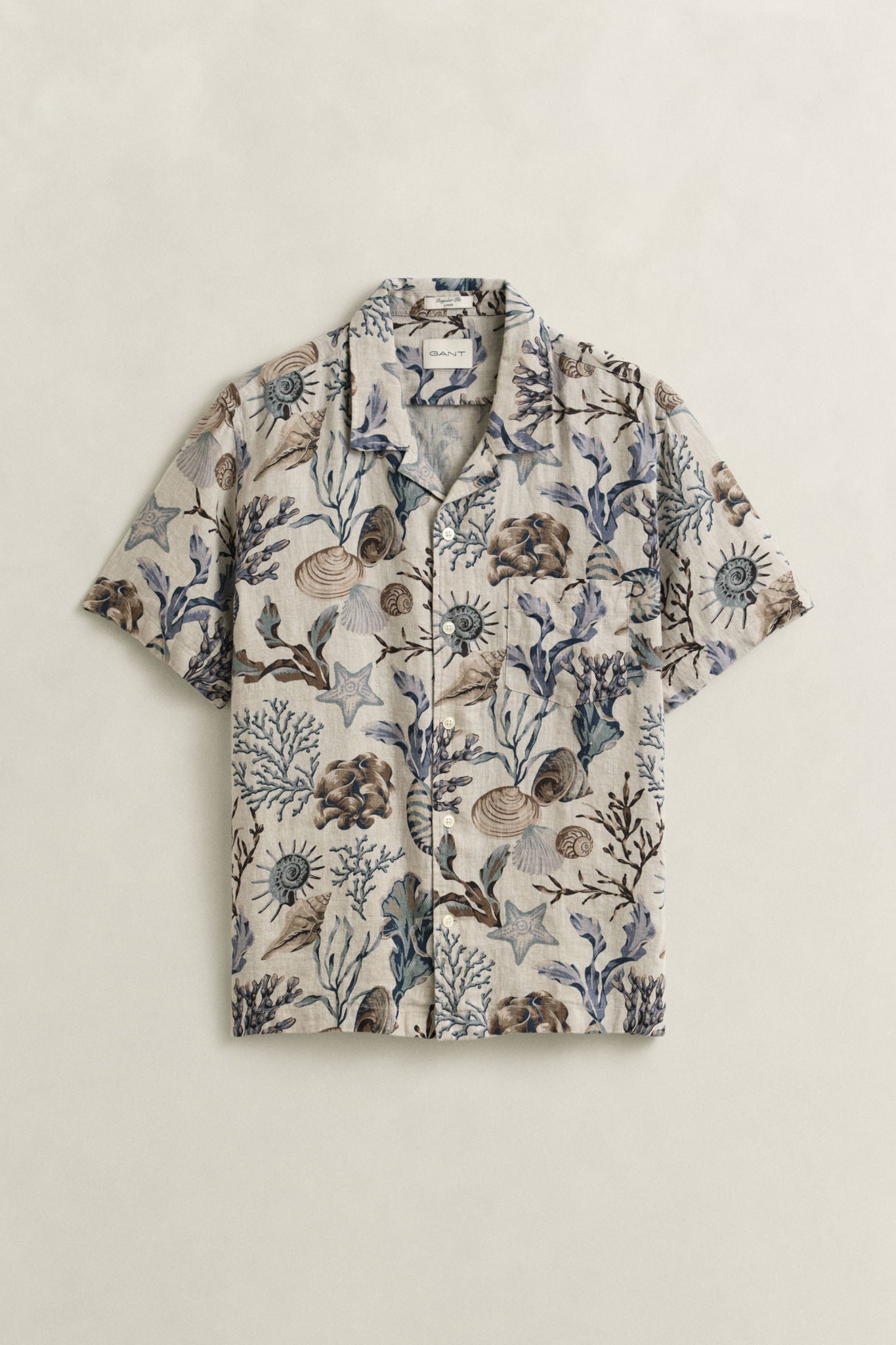 Reg Aop Camp Collar Shirt Oat Beige
