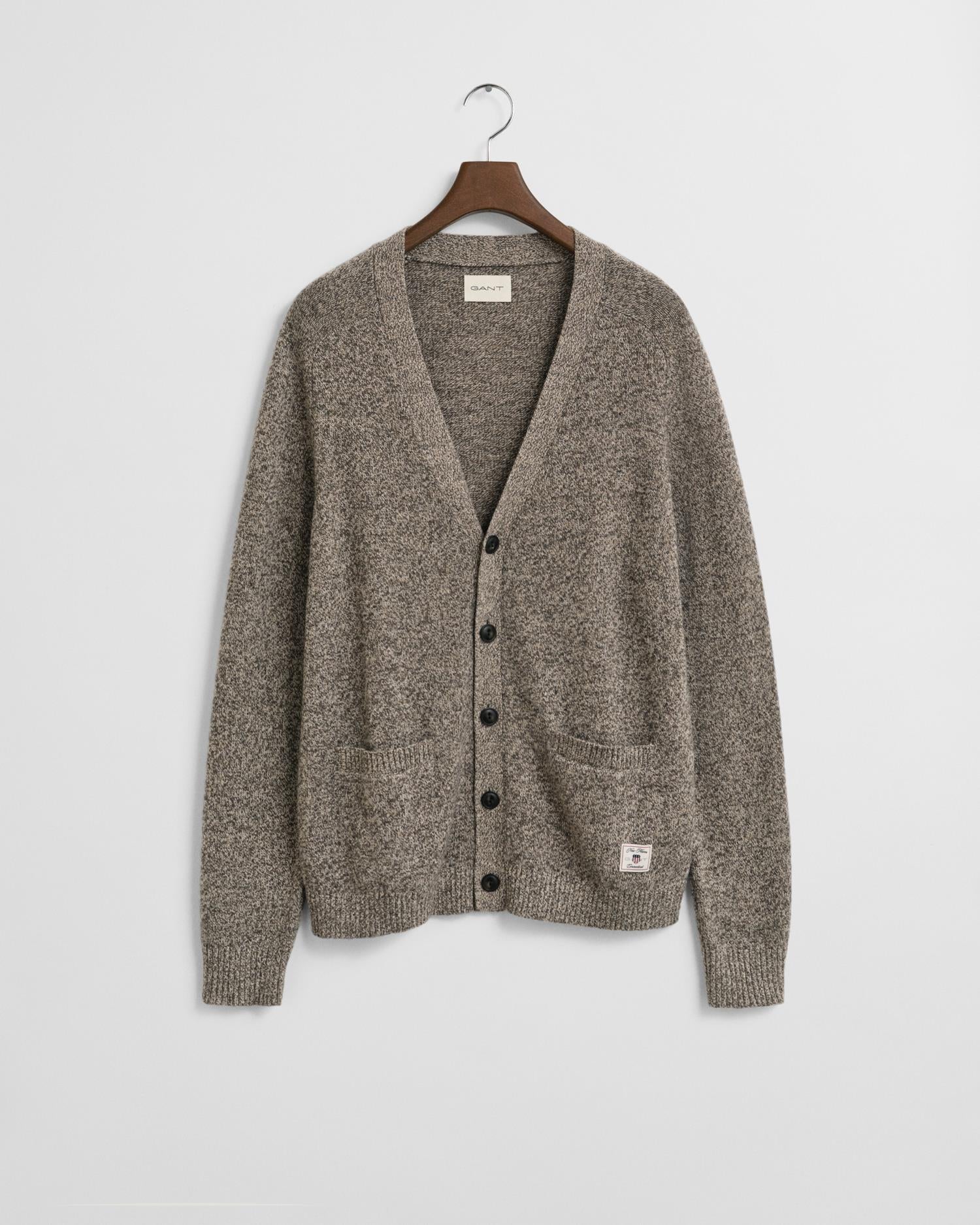 Wool Blend Mouline Cardigan Brown Melange