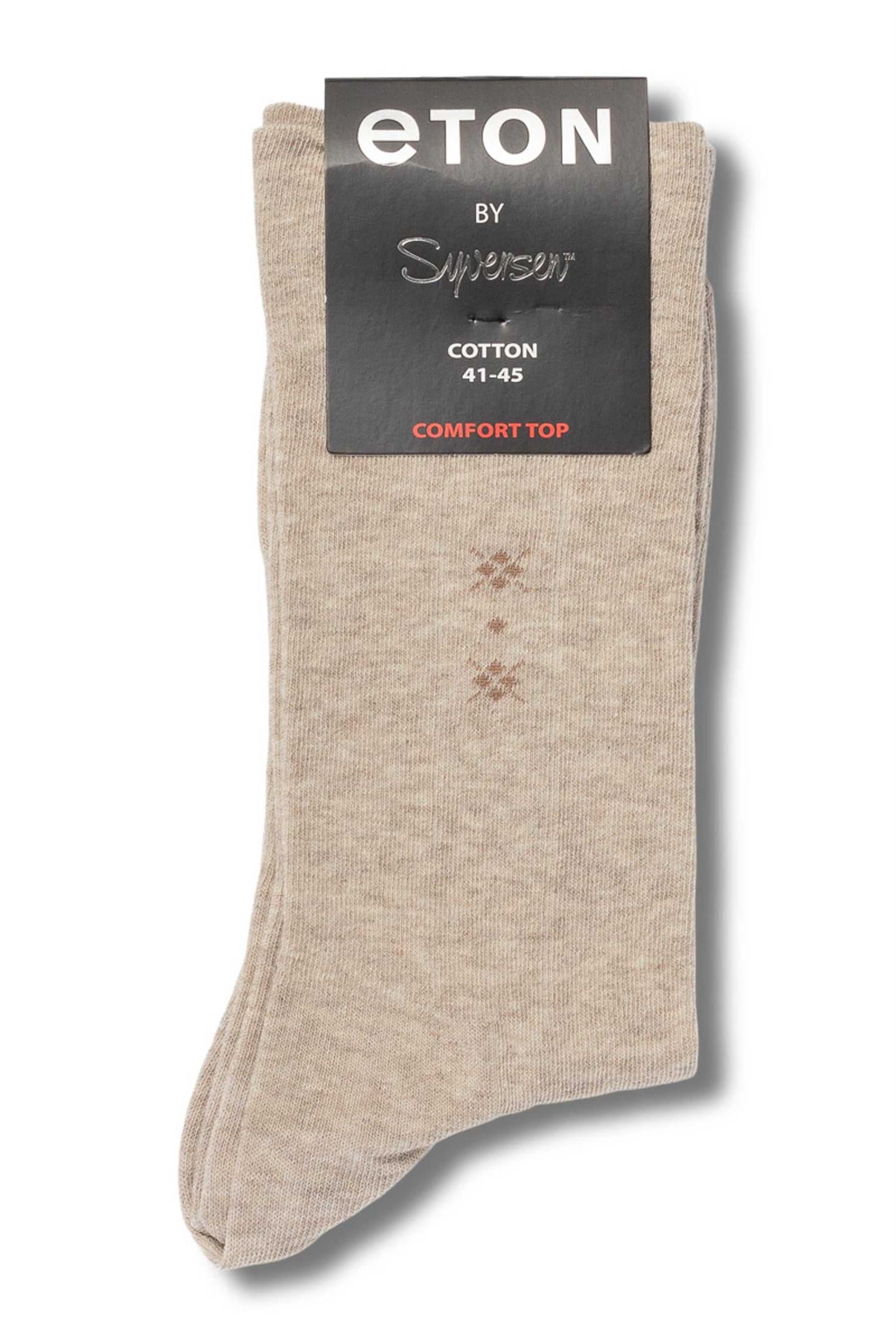 Eton Cotton Small Argyle Comfort Top Light Brown