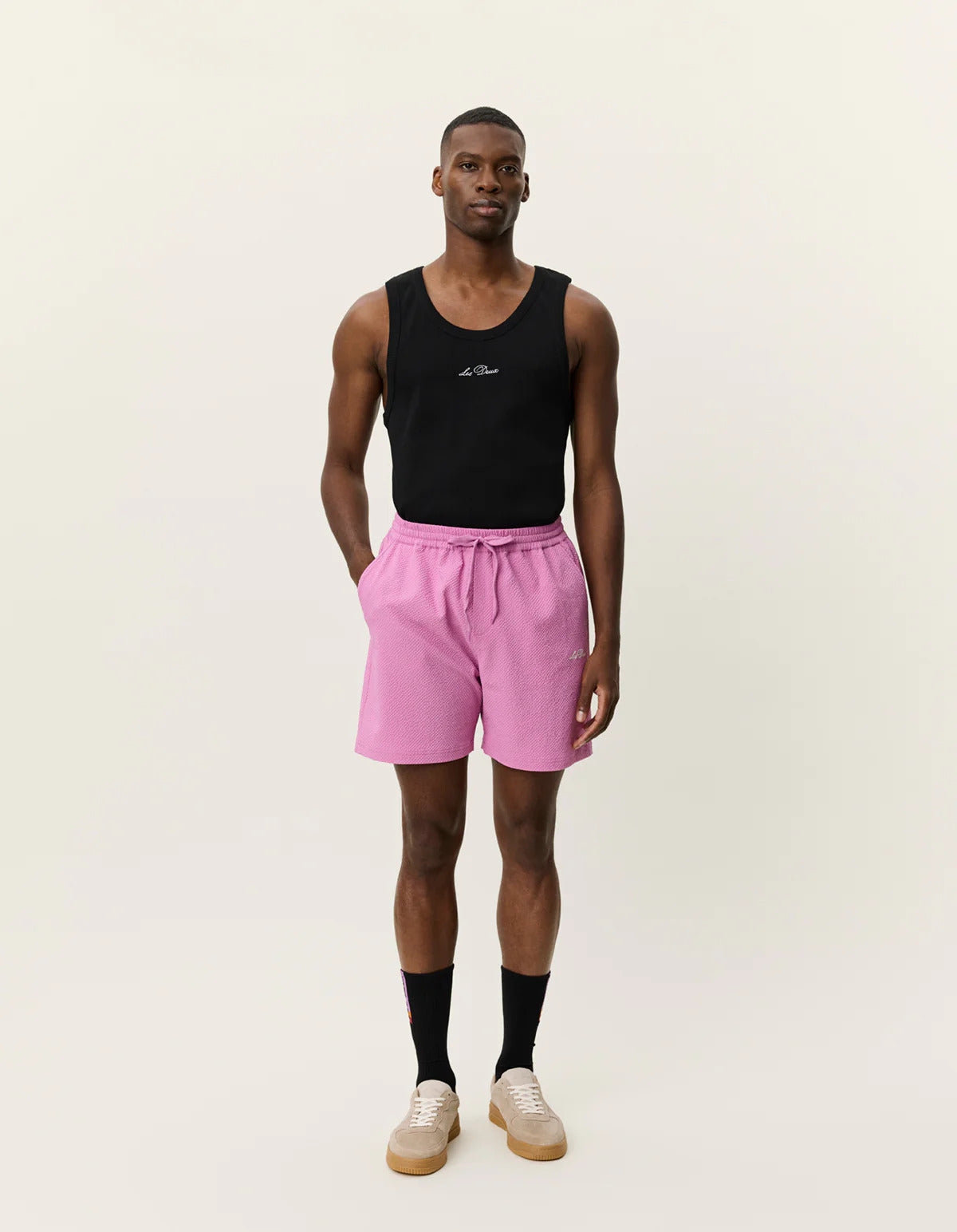 Stan seersucker swim shorts Crocus Pink