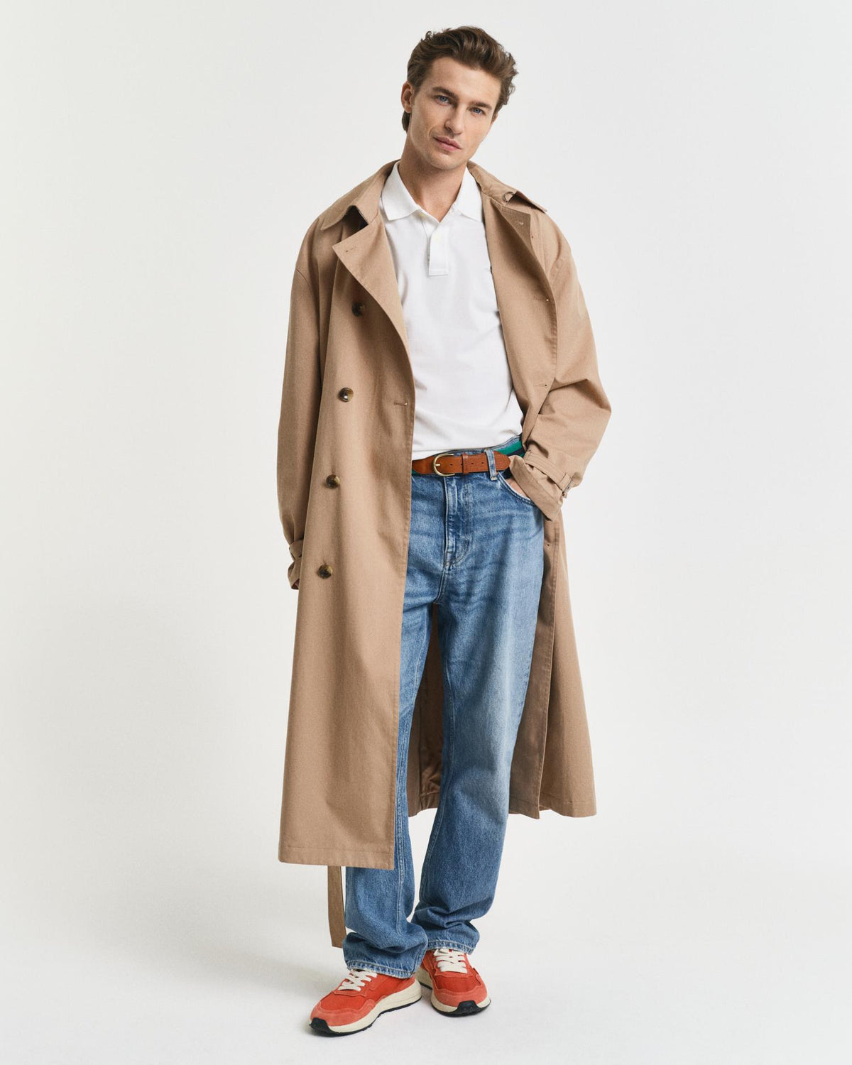 Klassisk Piquéskjorte I Slim Fit White