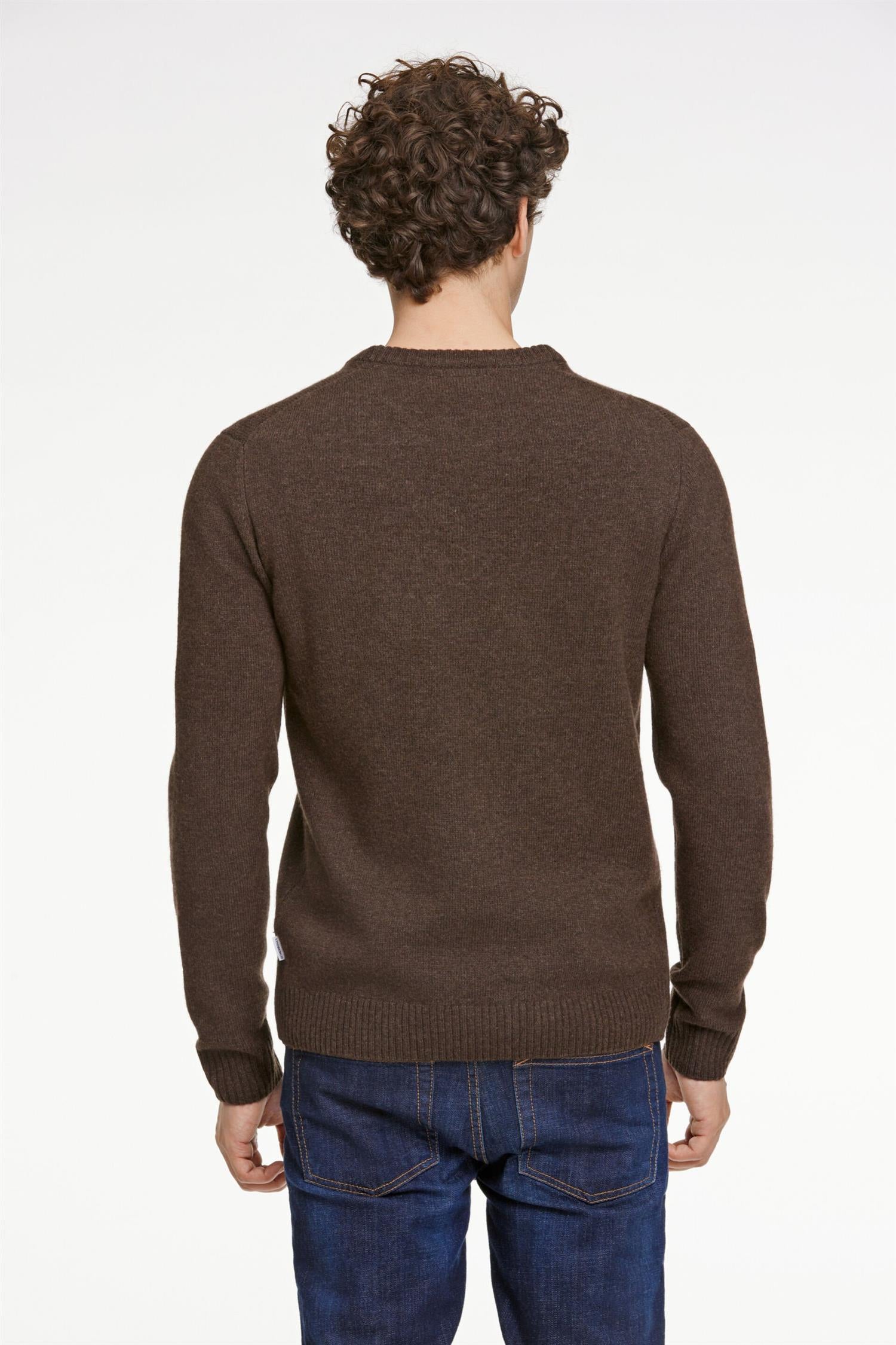 Lambswool o-neck knit Dk Brown Mel