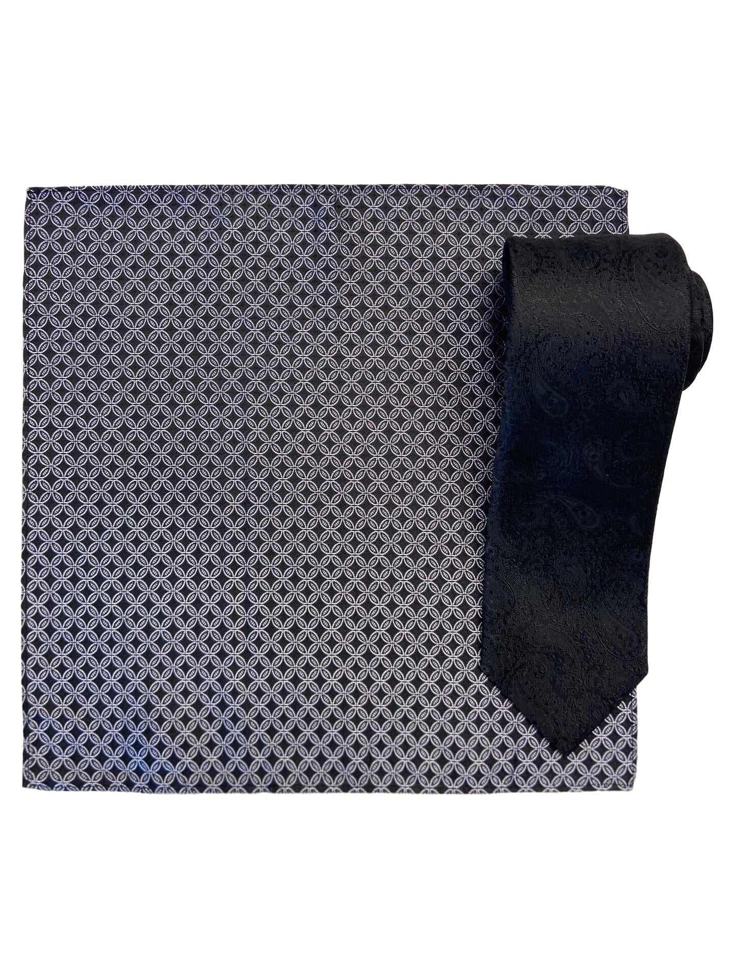 Santi silkeslips+lommetørkle Sort