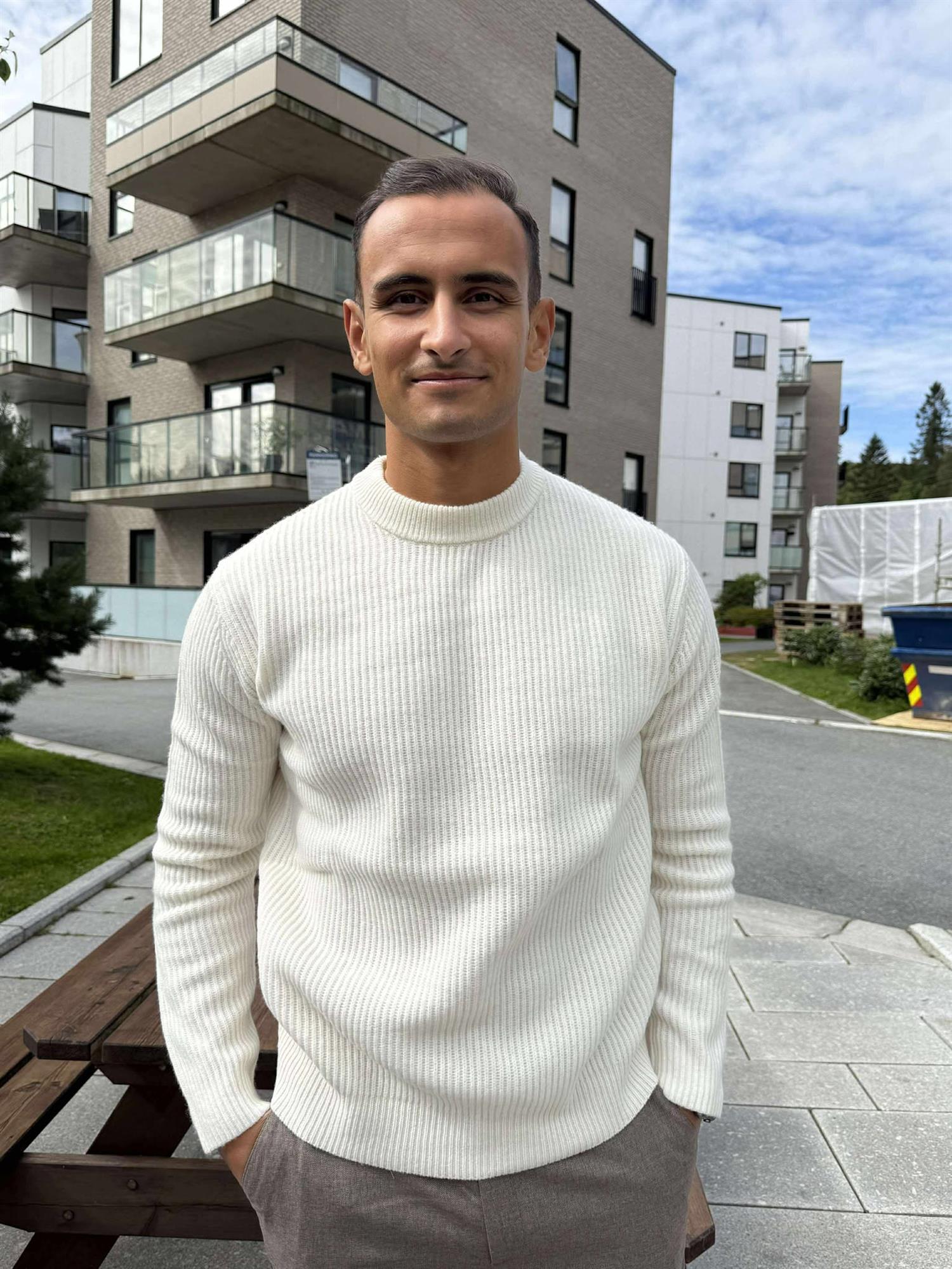 Eddie Wool Rib Crewneck Knit Ivory