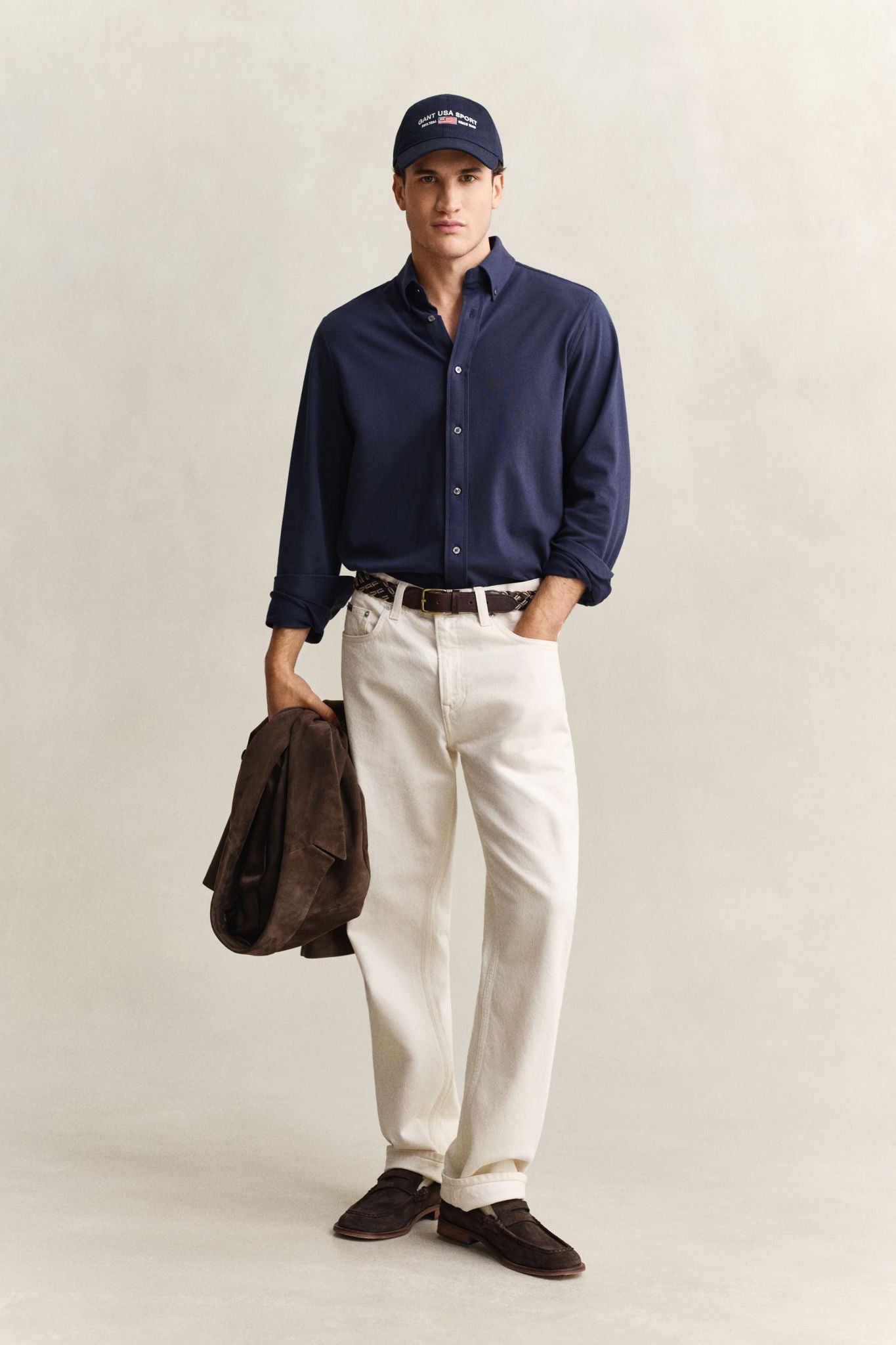 Reg Jersey Pique Stretch Shirt Marine