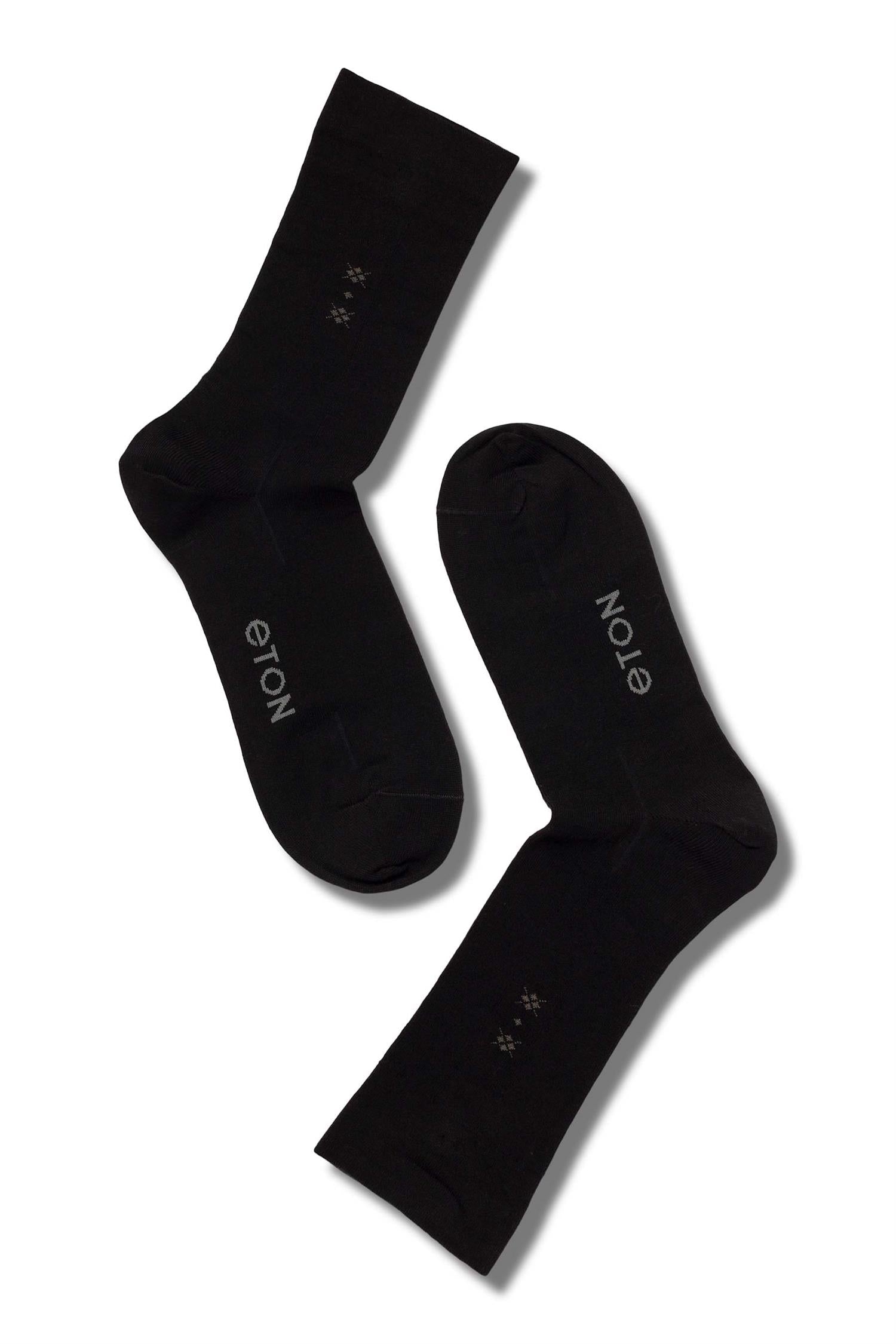 Eton Cotton Small Argyle Comfort Top Black