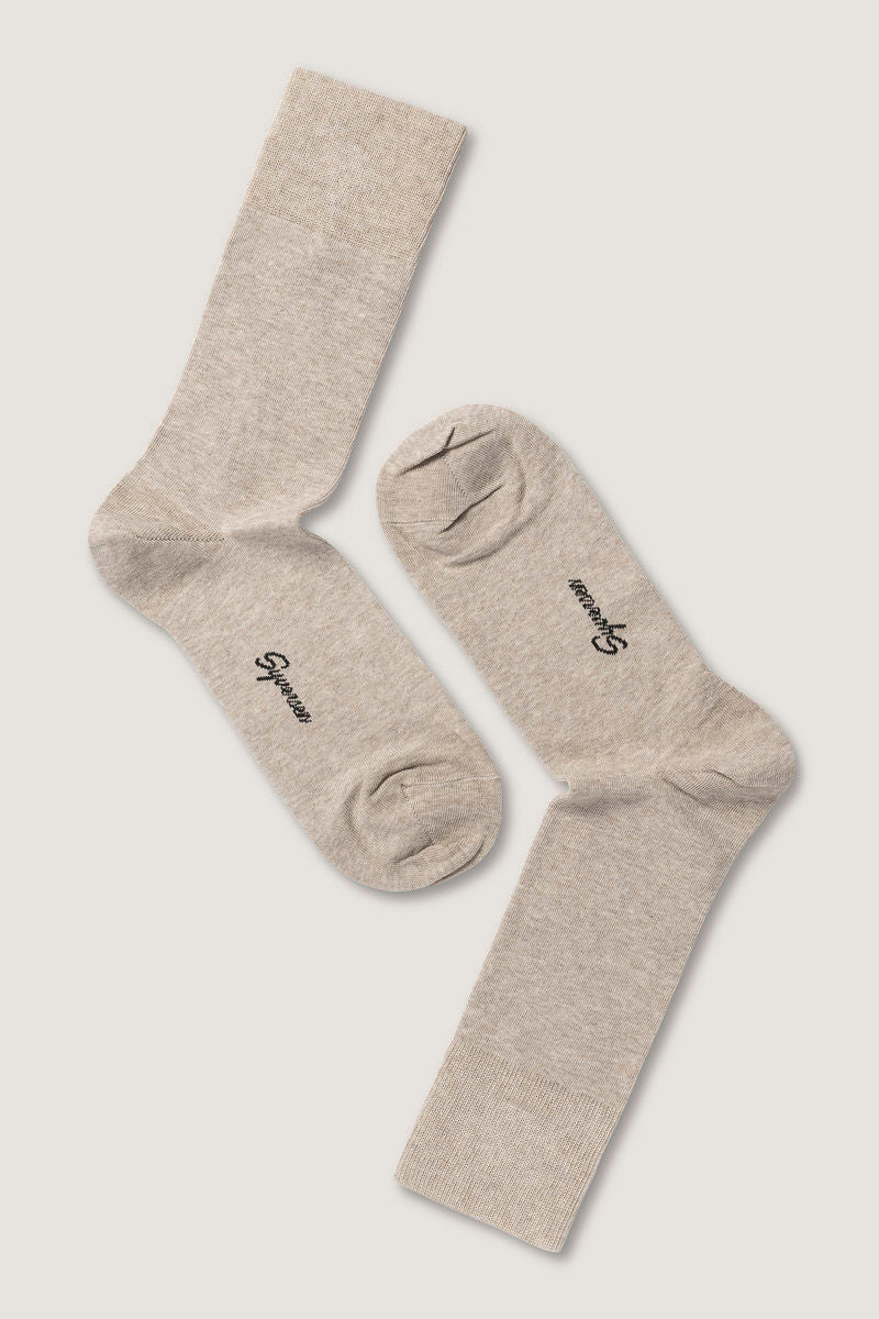 Cotton Crew Sock Beige
