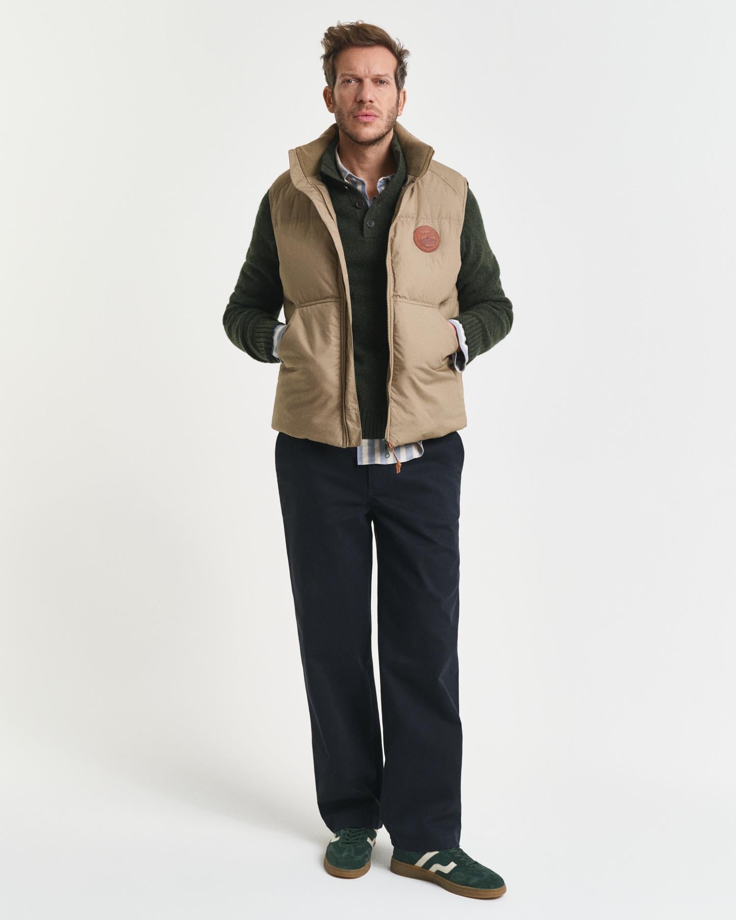 Wool Blend Neps Half Buttoned Country Green