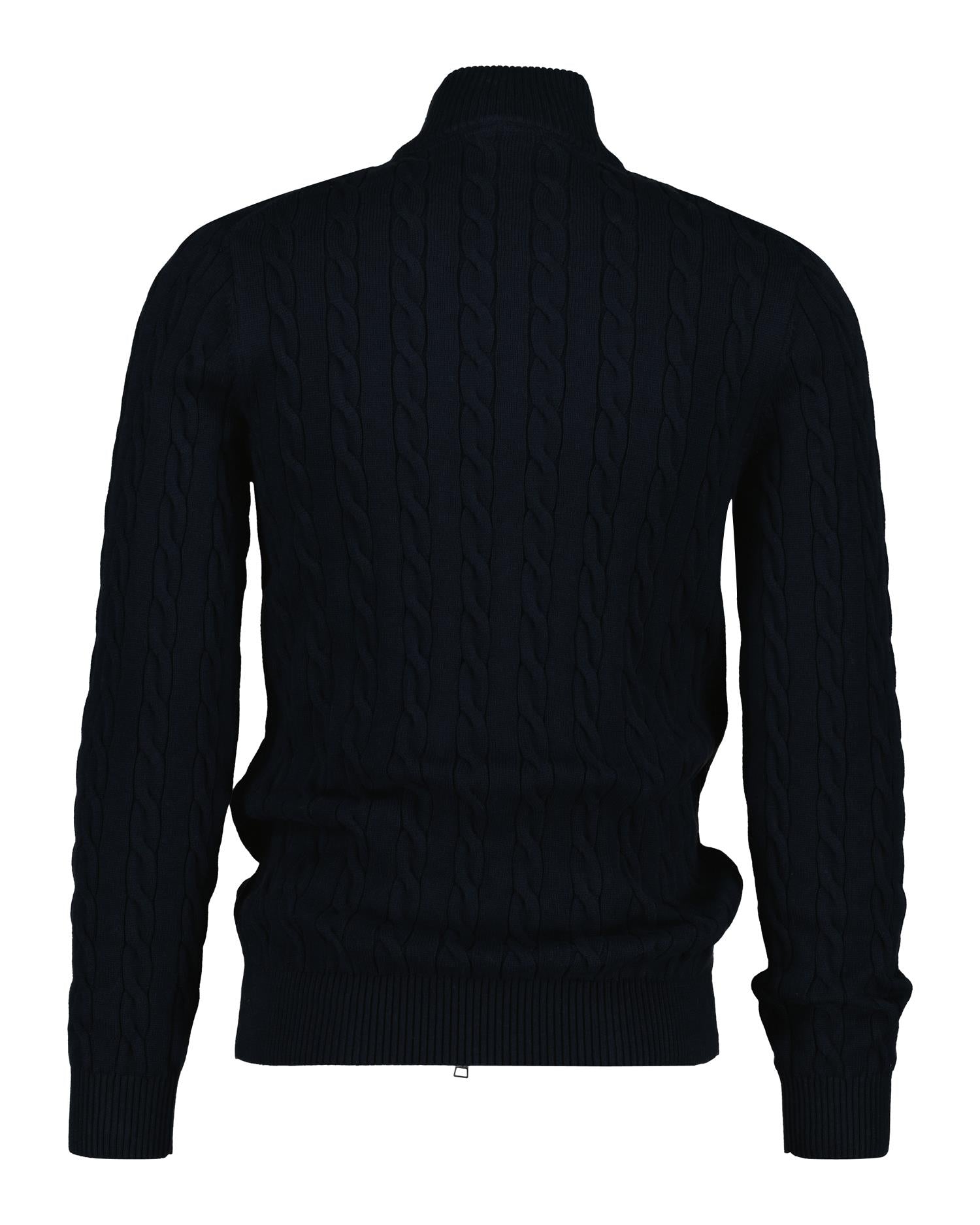 Cotton Cable Zipped Cardigan Evening Blue