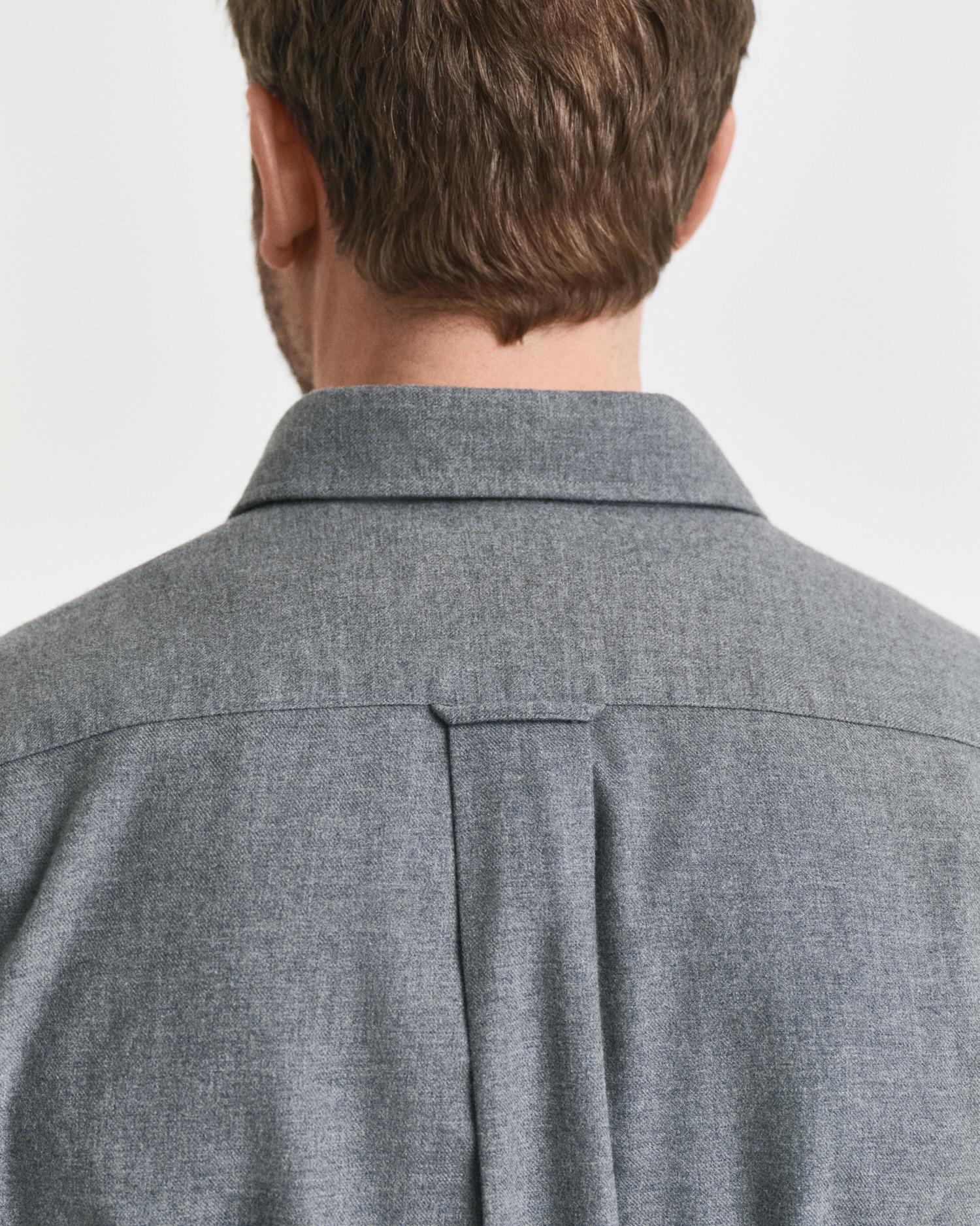 Reg Flannel Melange Shirt Dark Grey Melange