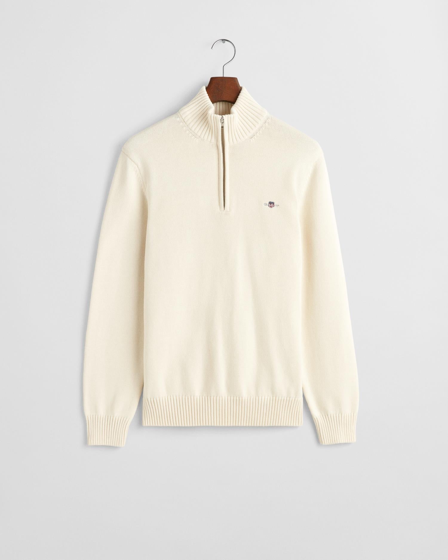 Cotton Sweater With Half-Zip Cream