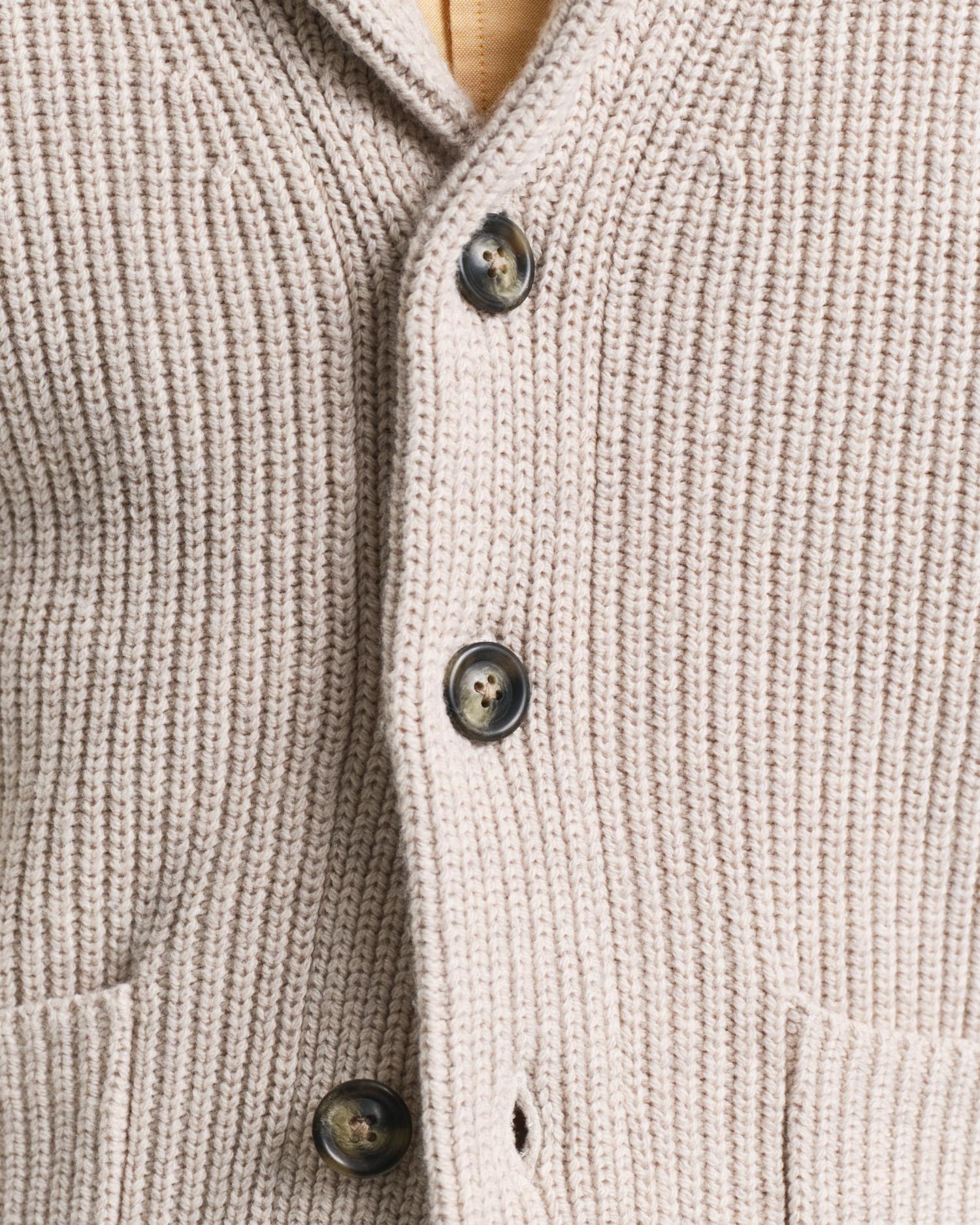 Wool Blend Shawl Collar Cardigan Light Beige Melange