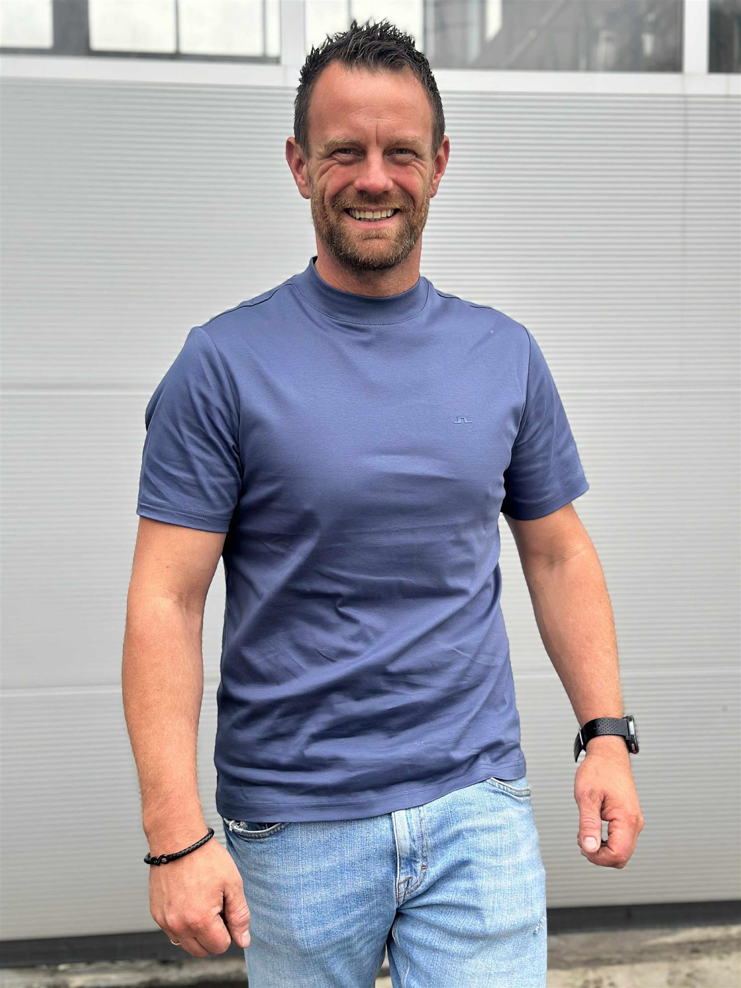 Ace Mock Neck T-shirt Blue