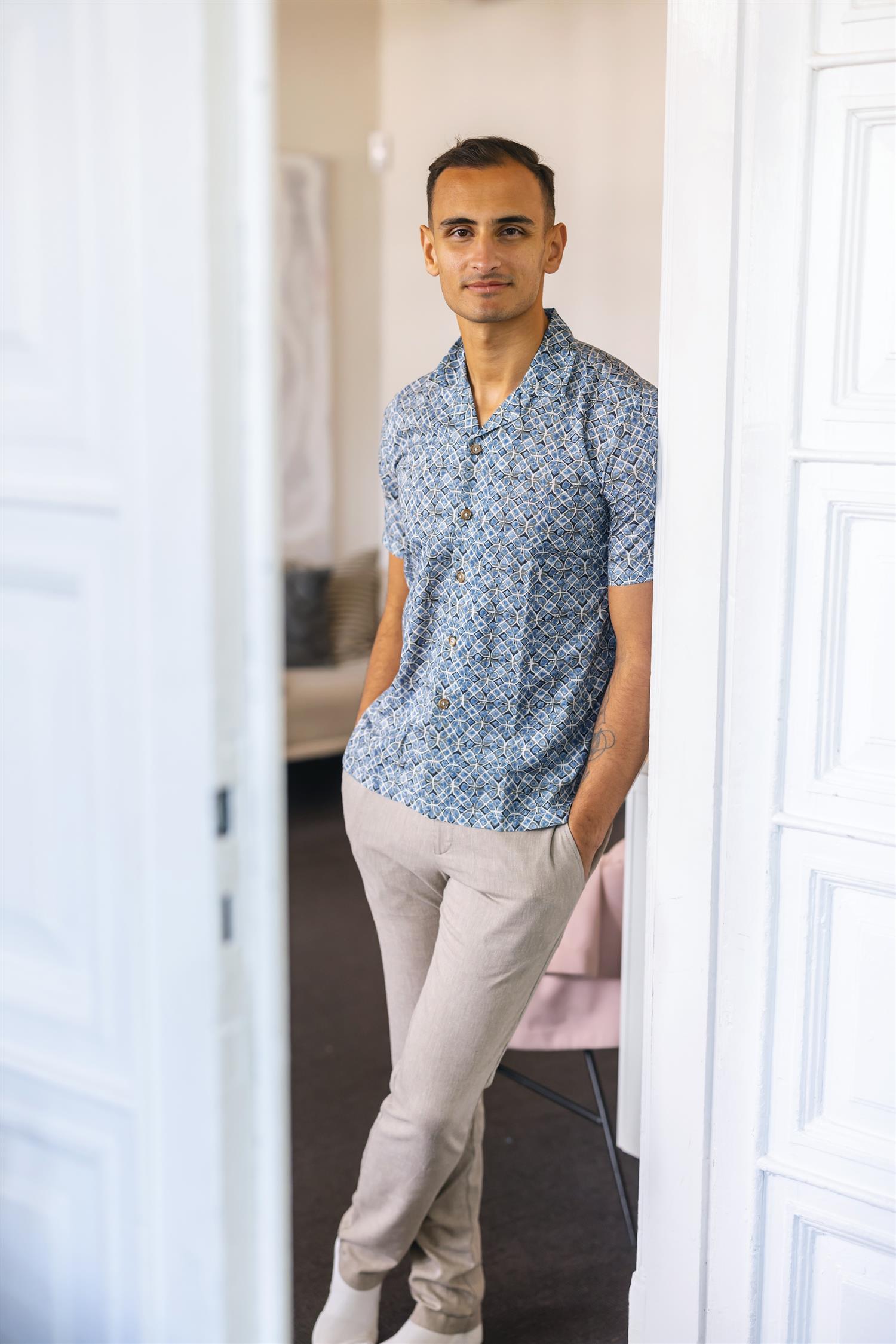 Resort ss shirt Green Blue Pattern