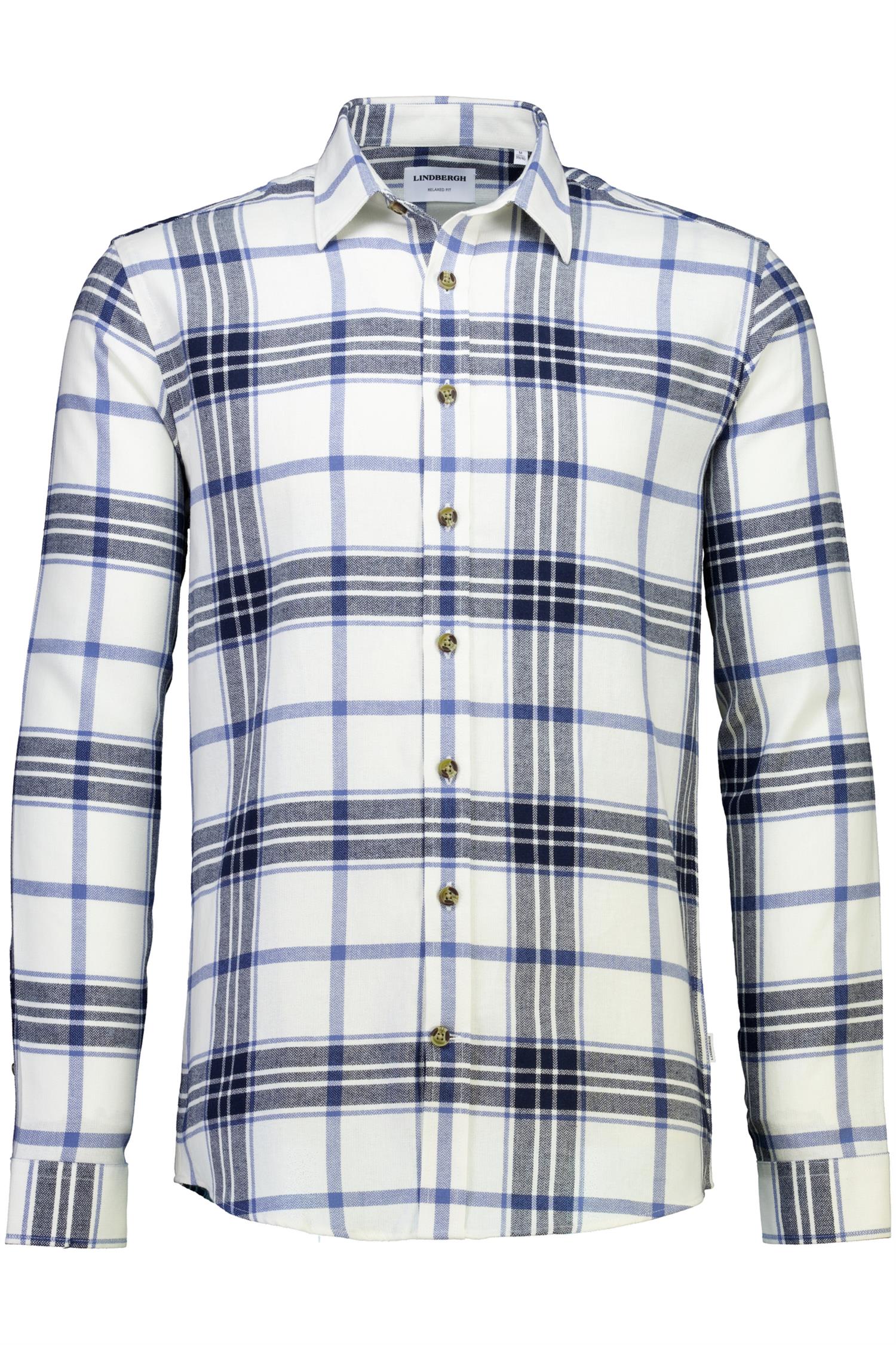 Checked twill shirt L/S Off White