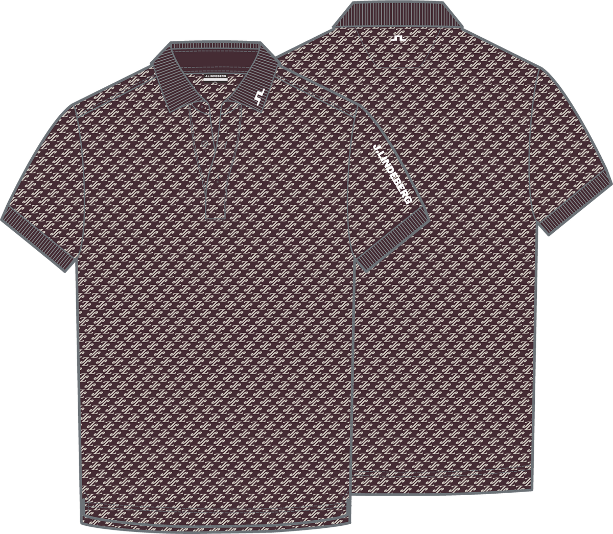 Tour Tech print polo Burgunder