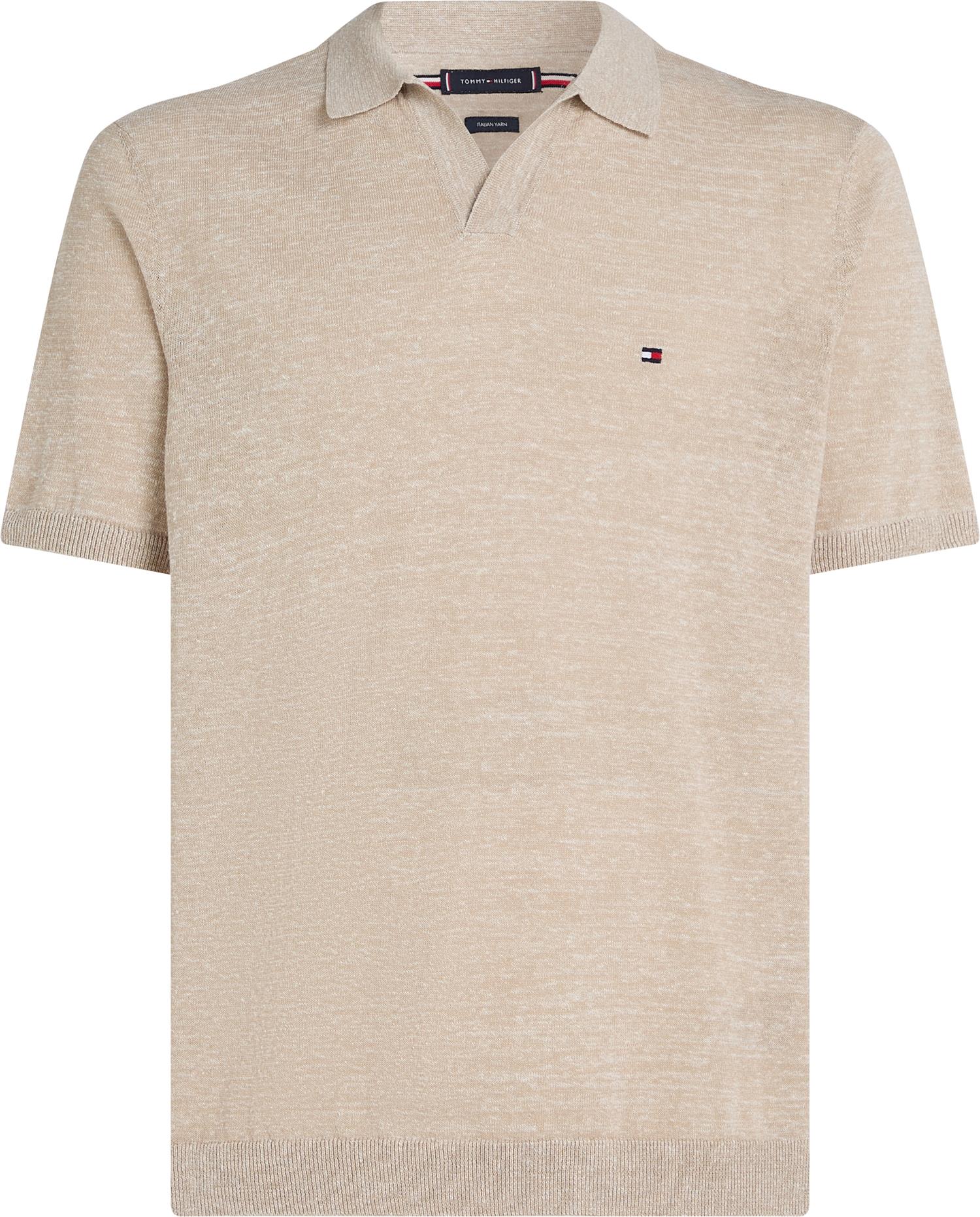 COTTON LINEN JONNY COLLAR POLO Sandalwood / Ivory Petal Mouline