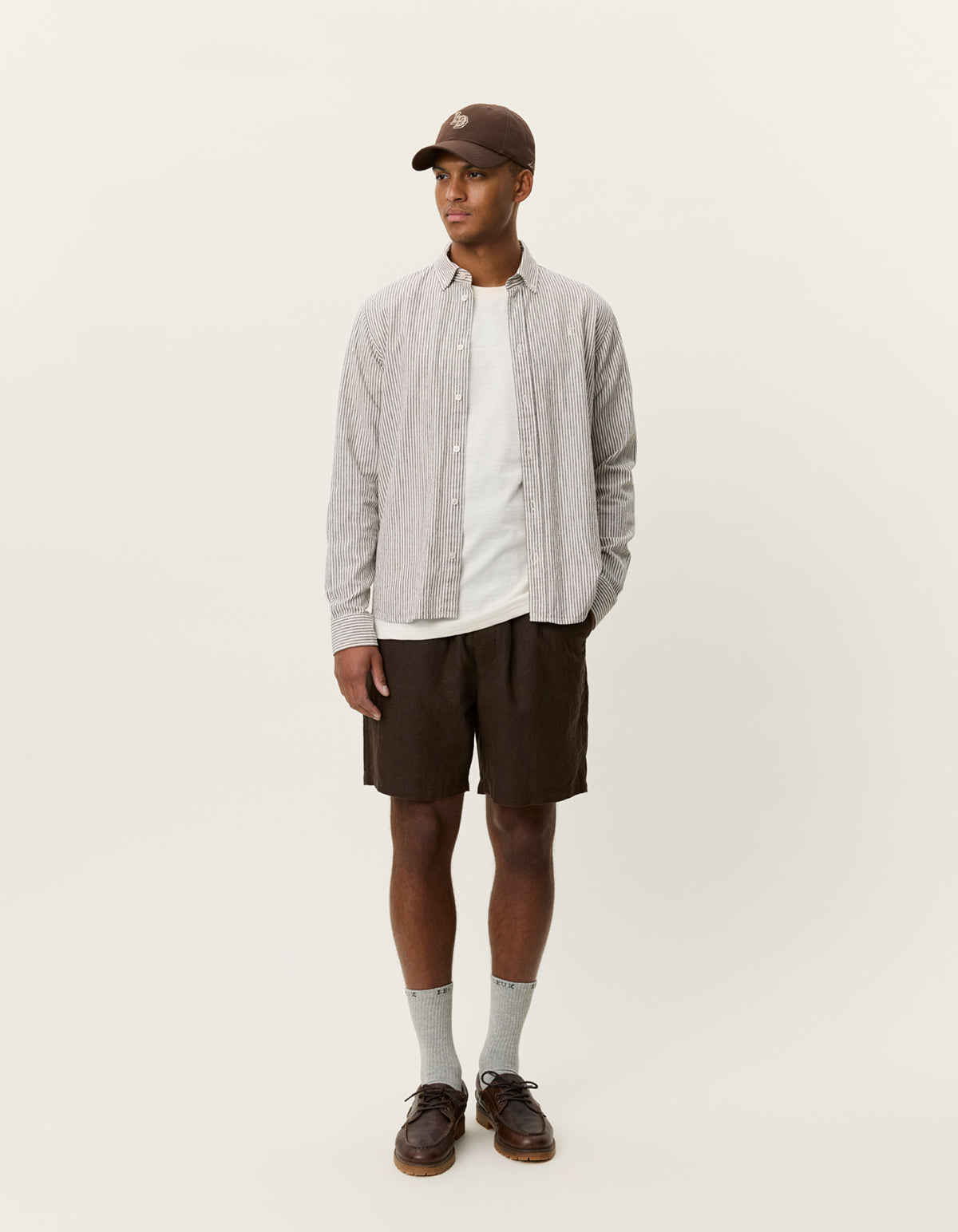 Konrad stripe Cotton linen shirt Teak