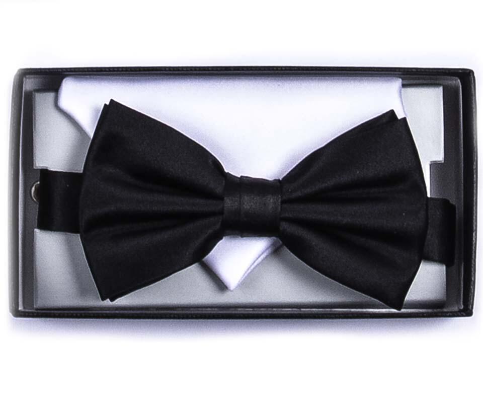 Bow tie w/handkerchief Black