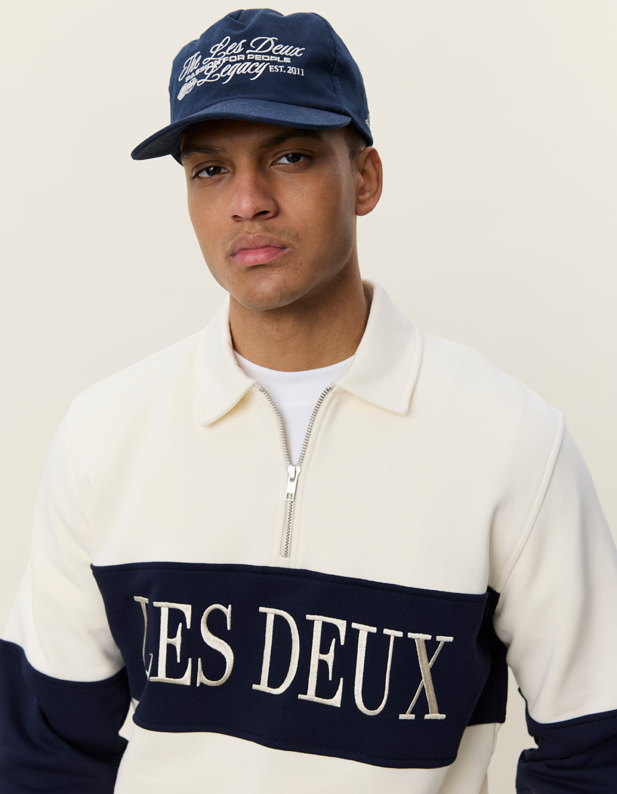 Zipper Rugby Sweatshirt Ivory
