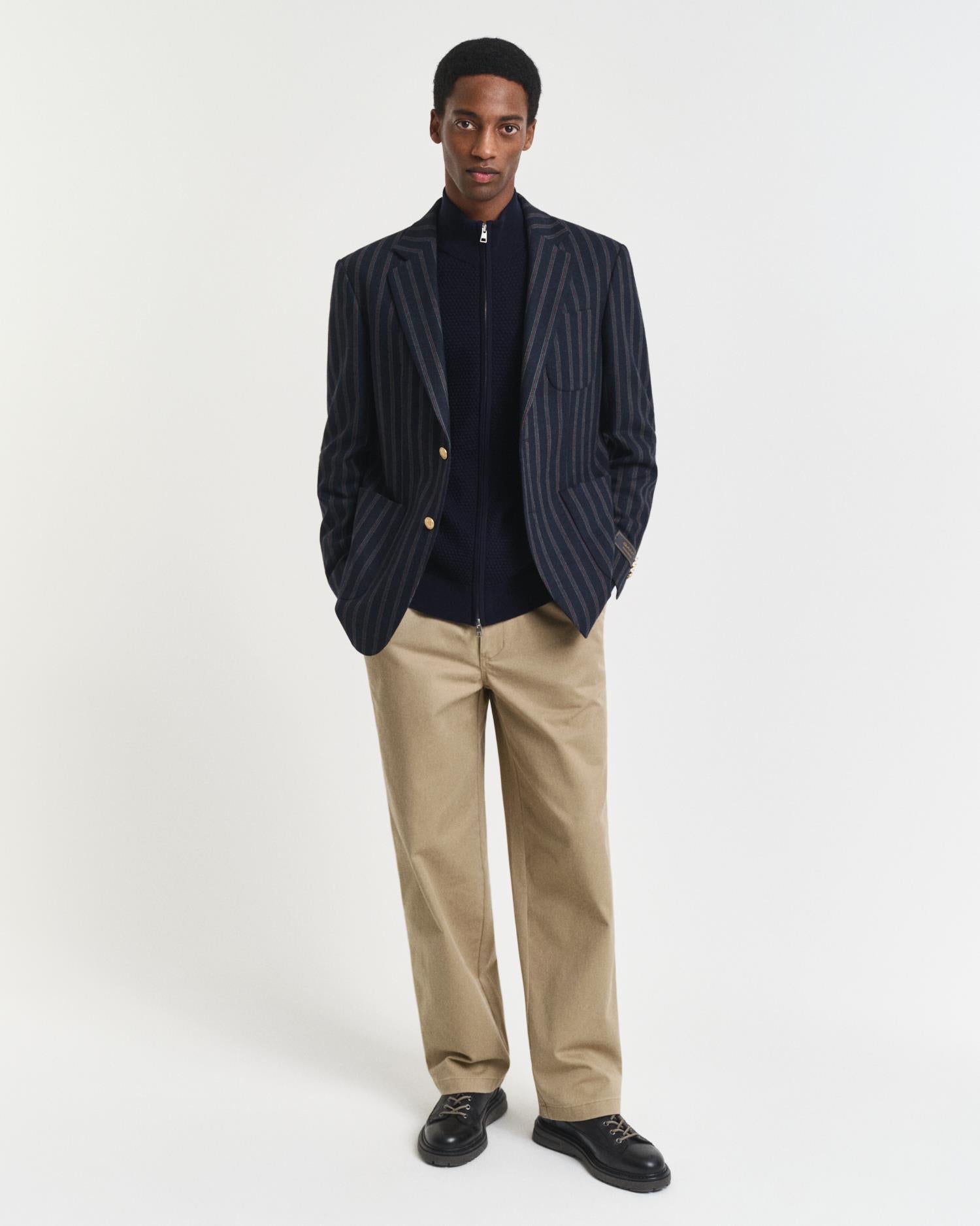 Textured Cotton Merino Cardigan Evening Blue