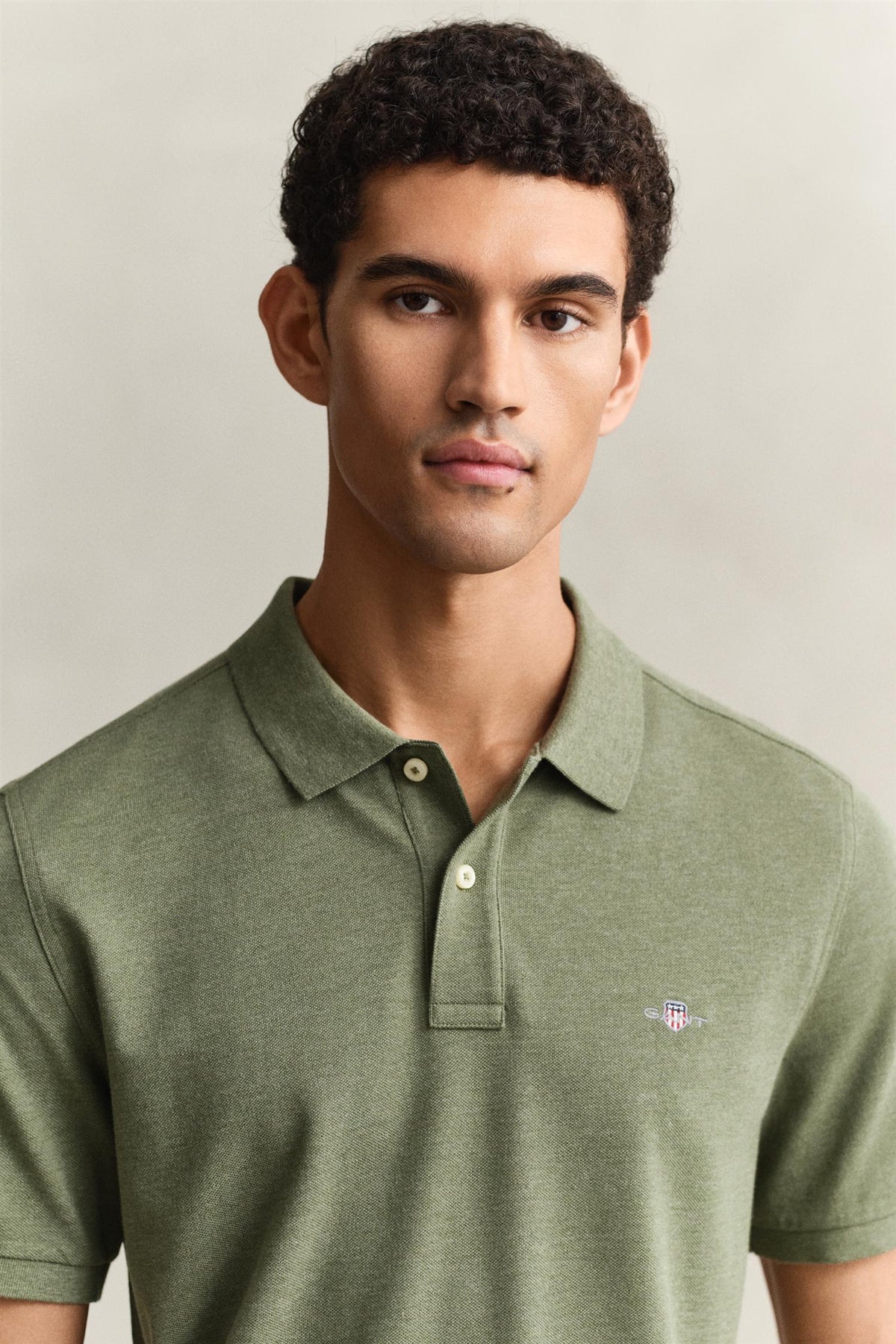 Reg Shield Ss Pique Polo Dark Cactus Melange