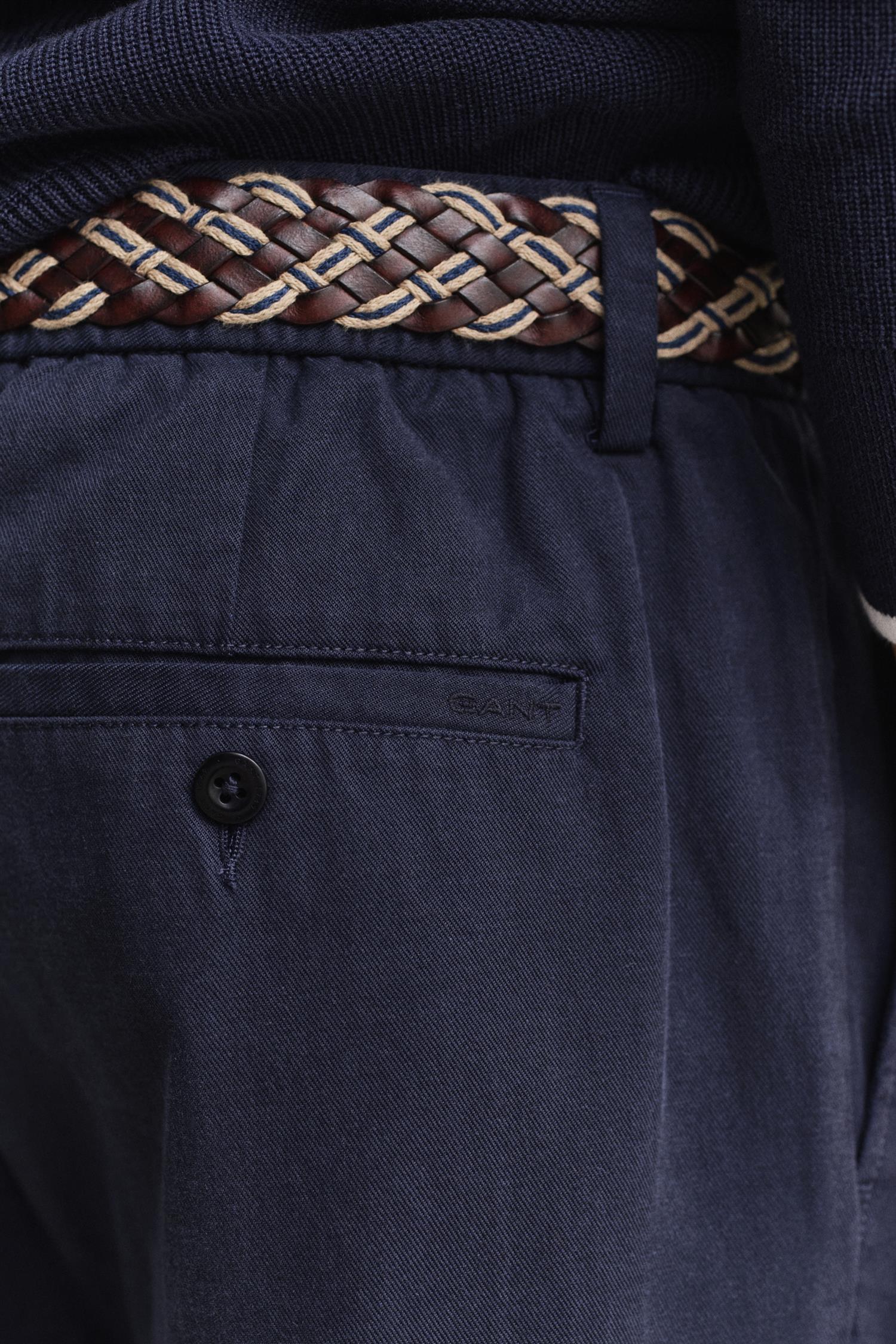 Slim Smart Cot/lyocell Pants Evening Blue