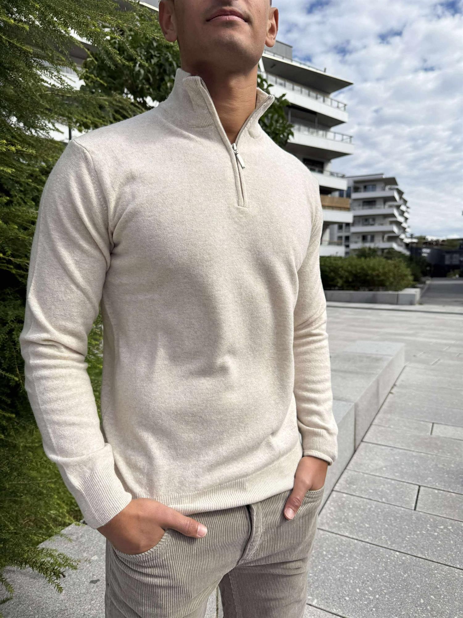 Stefano 1/2 Zip Natural
